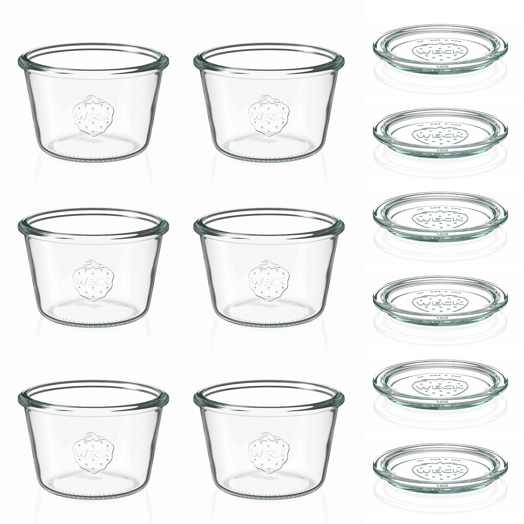 6x 370 ml borcan WECK cu gura largă cu capac de sticlă RR 100