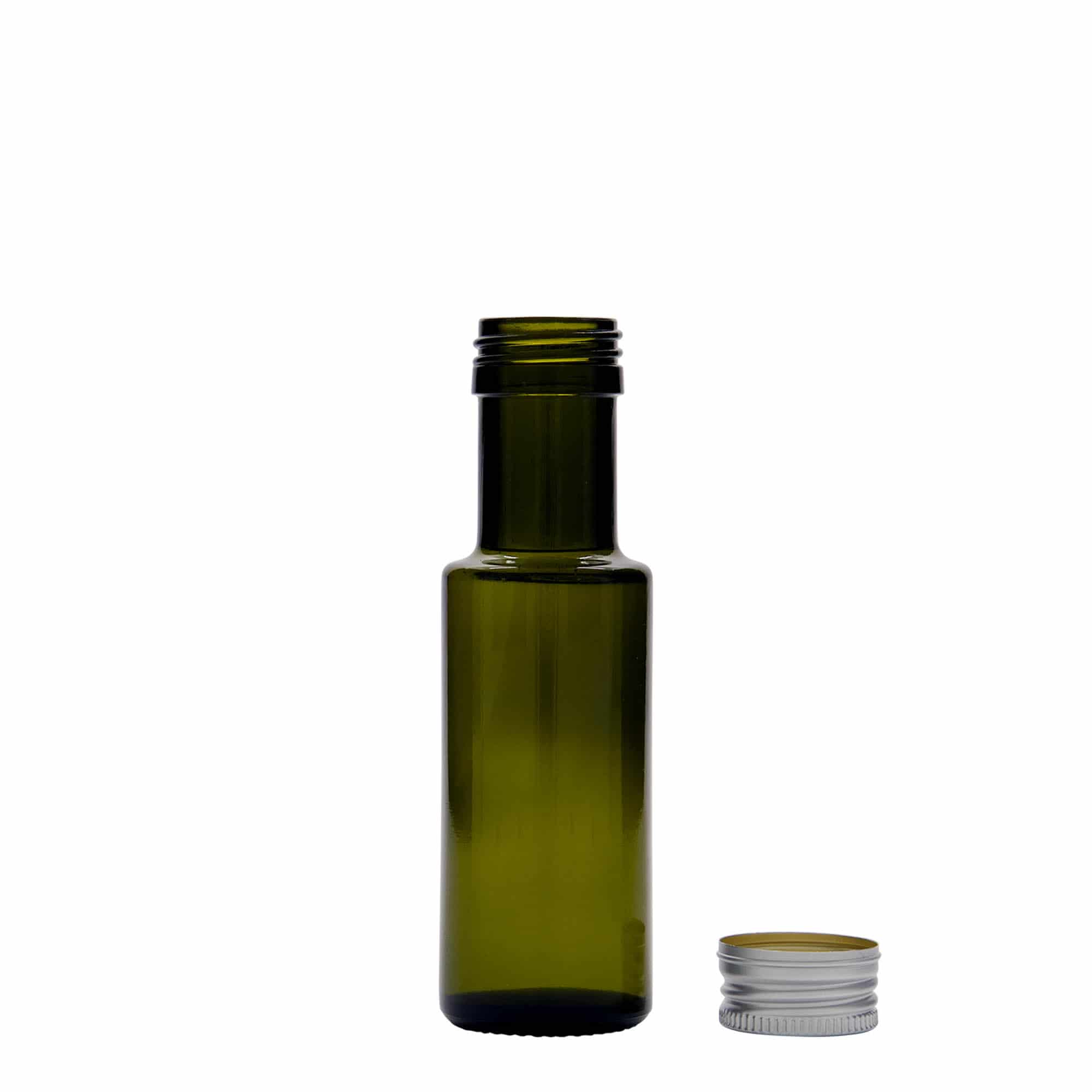 Sticlă de sticlă de 100 ml „Dorica”, verde antic, gât: PP 31,5