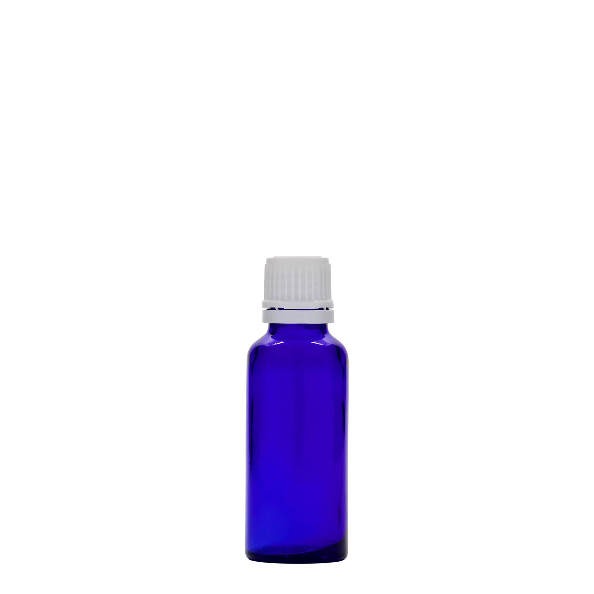 30 ml sticlă medicală, sticlă, albastru regal, gura: DIN 18