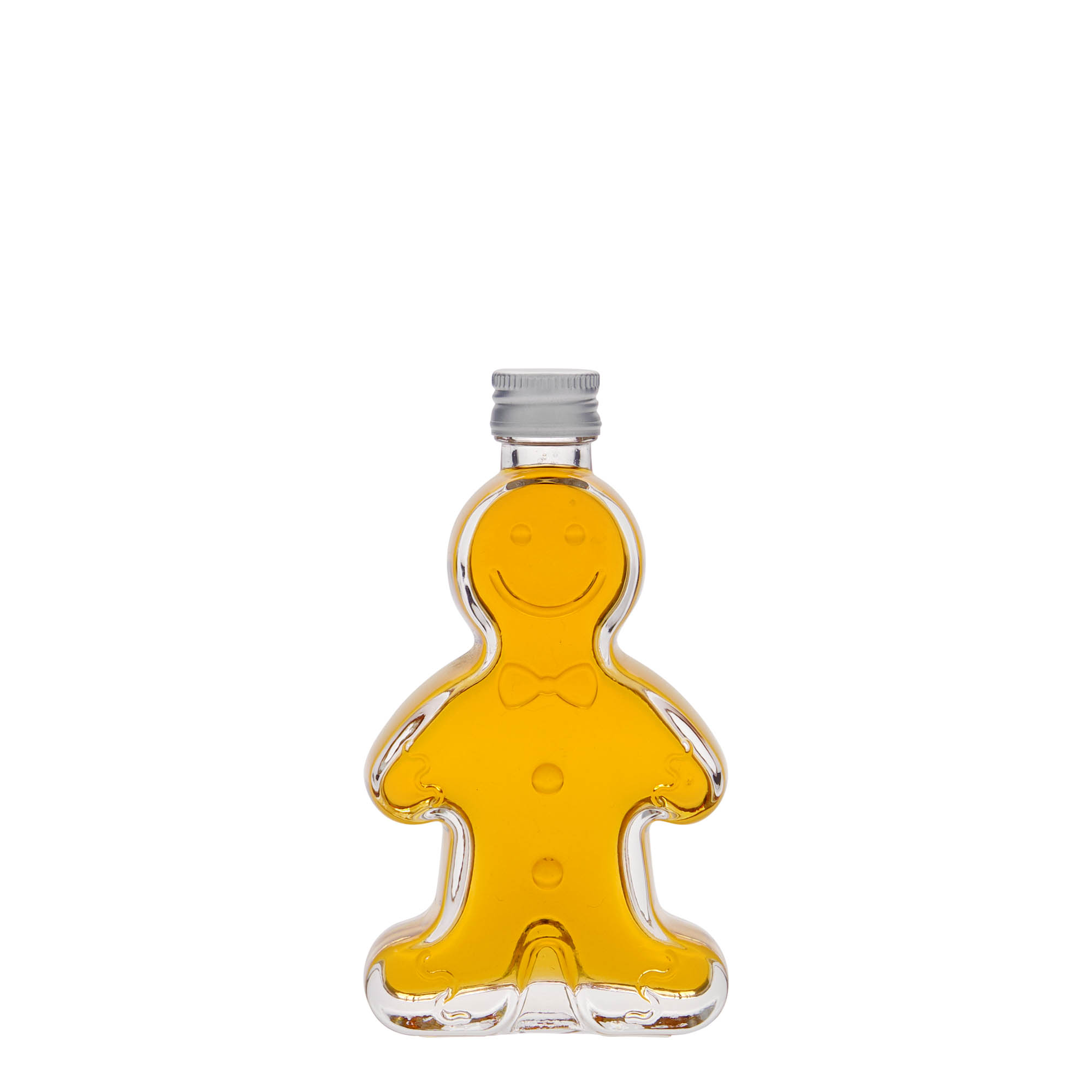 Sticlă de sticlă de 50 ml „Omuleț de turtă dulce”, gura: PP 18 Sticlă de sticlă de 50 ml „Omuleț de turtă dulce”, gura: PP 18