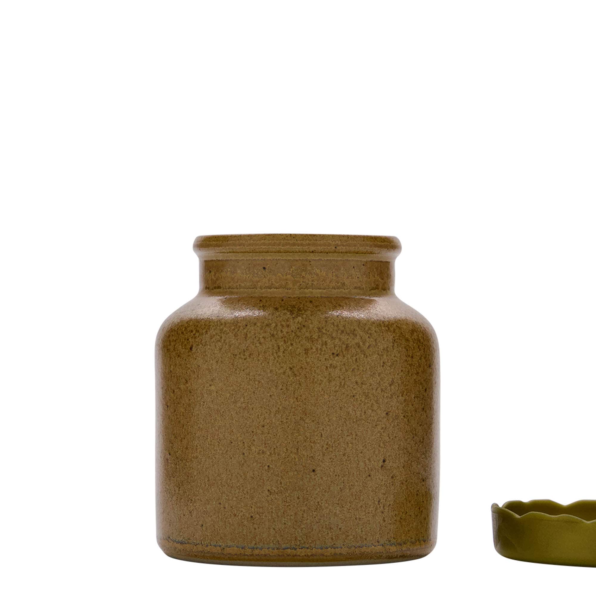 270 ml vas de ceramică Steinzeug, maro-cristal, gura: capac cu margine peste vas