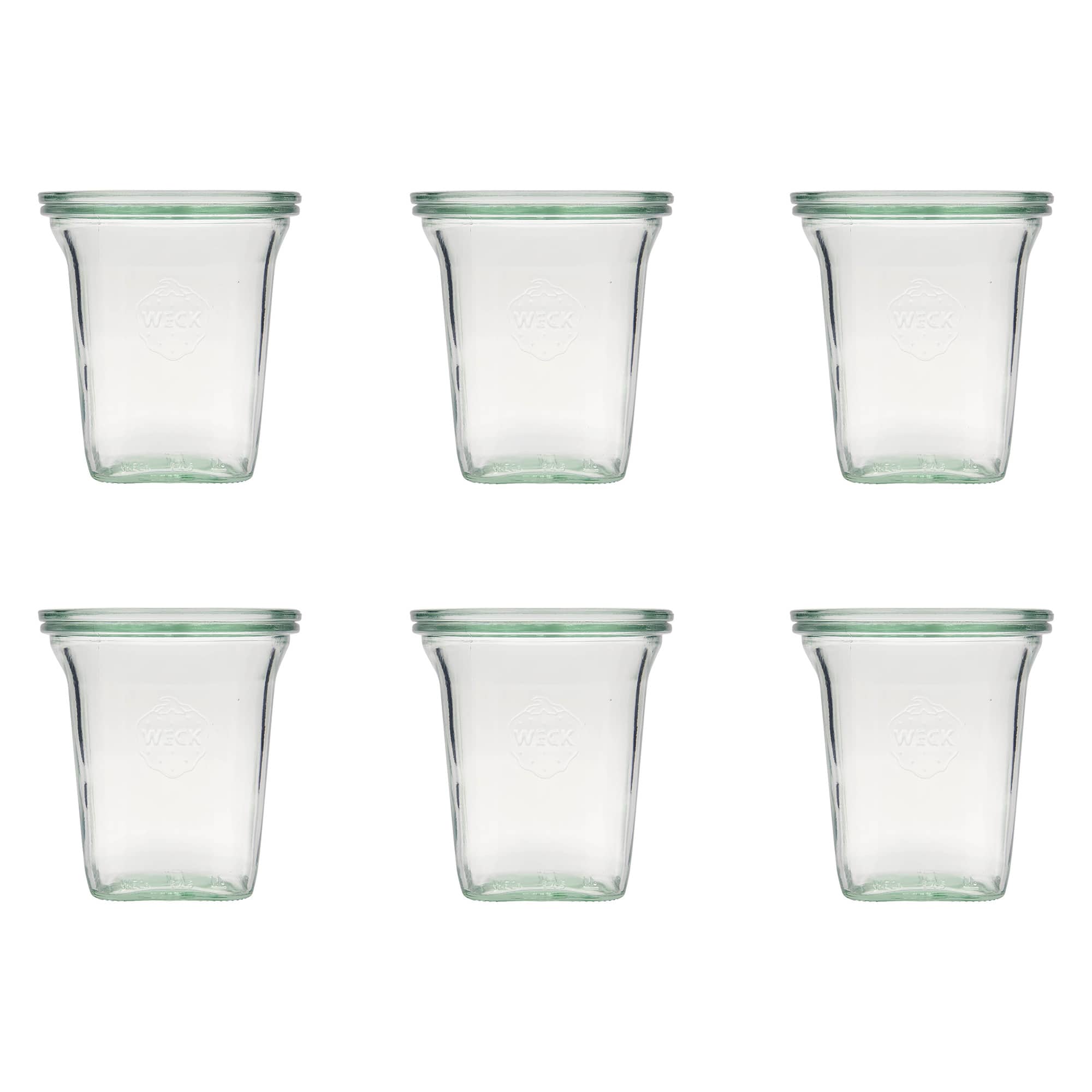 6x 545 ml borcan WECK Quadro cu capac de sticlă RR 100