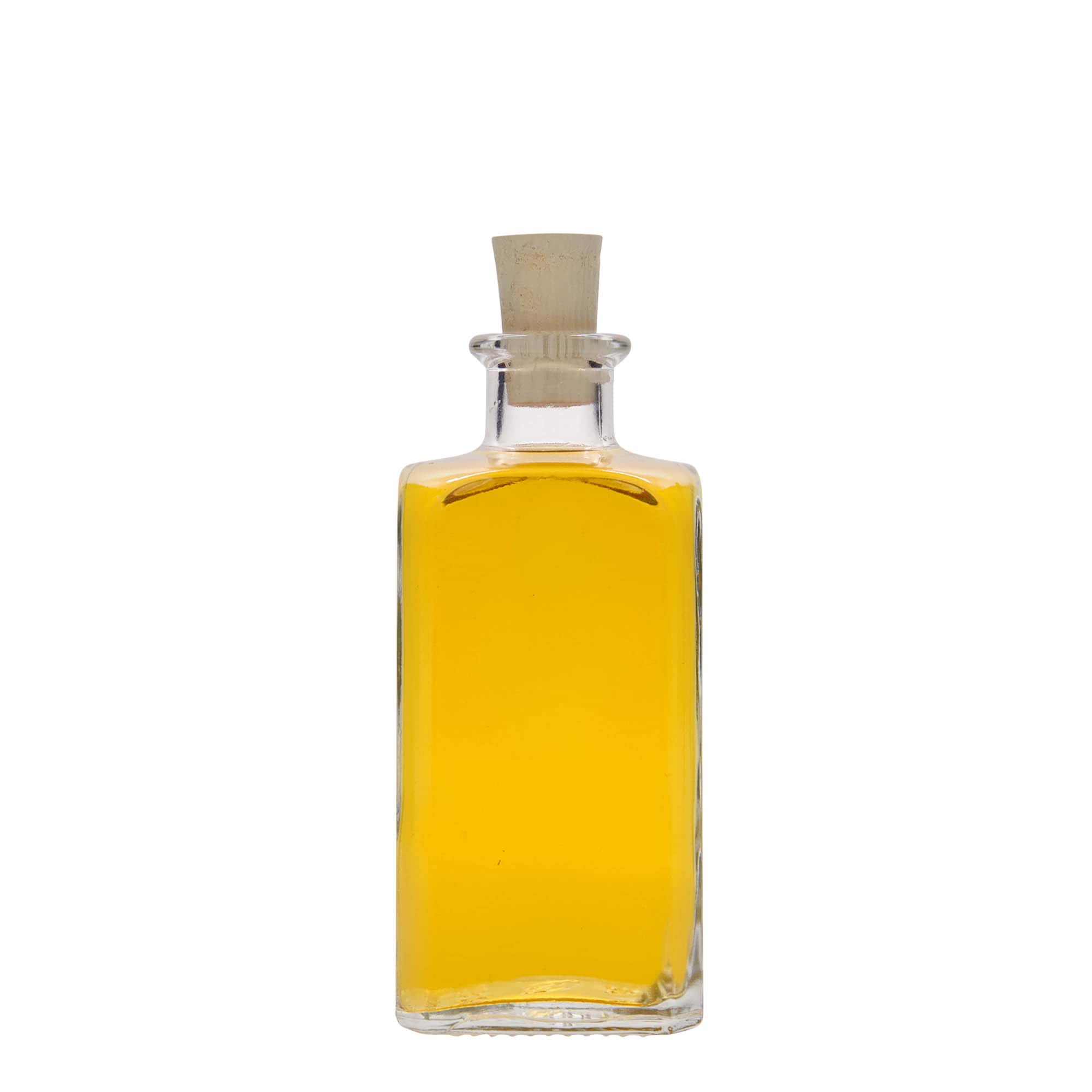 Sticlă de sticlă de 250 ml Apotheker Carré, pătrată, gât: plută
