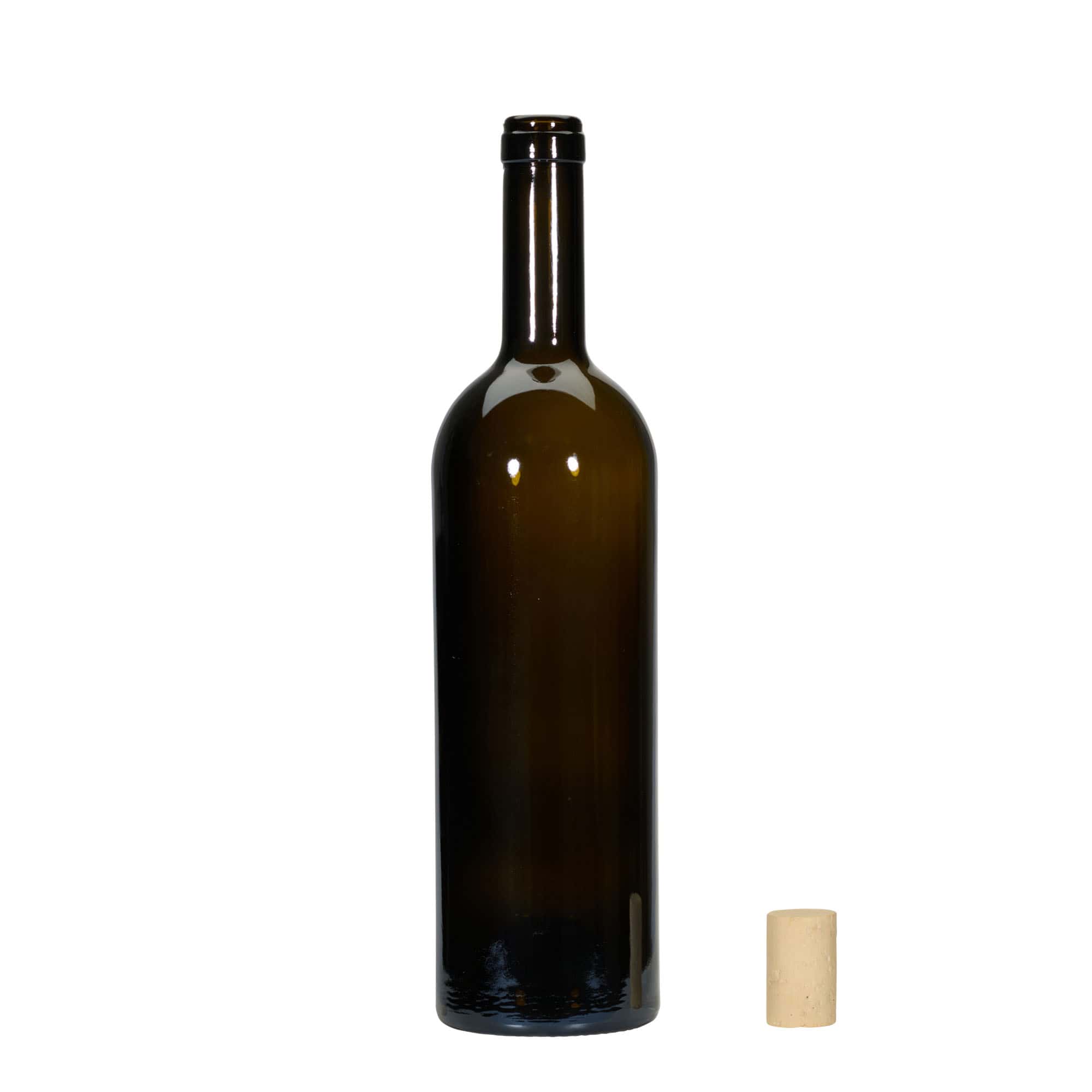 Sticlă de vin 750 ml „Golia”, verde antic, gât: dop