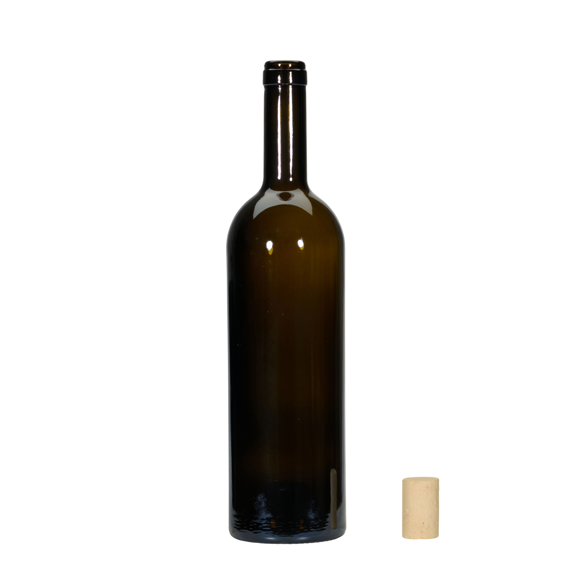 Sticlă de vin 750 ml „Golia”, verde antic, gât: dop