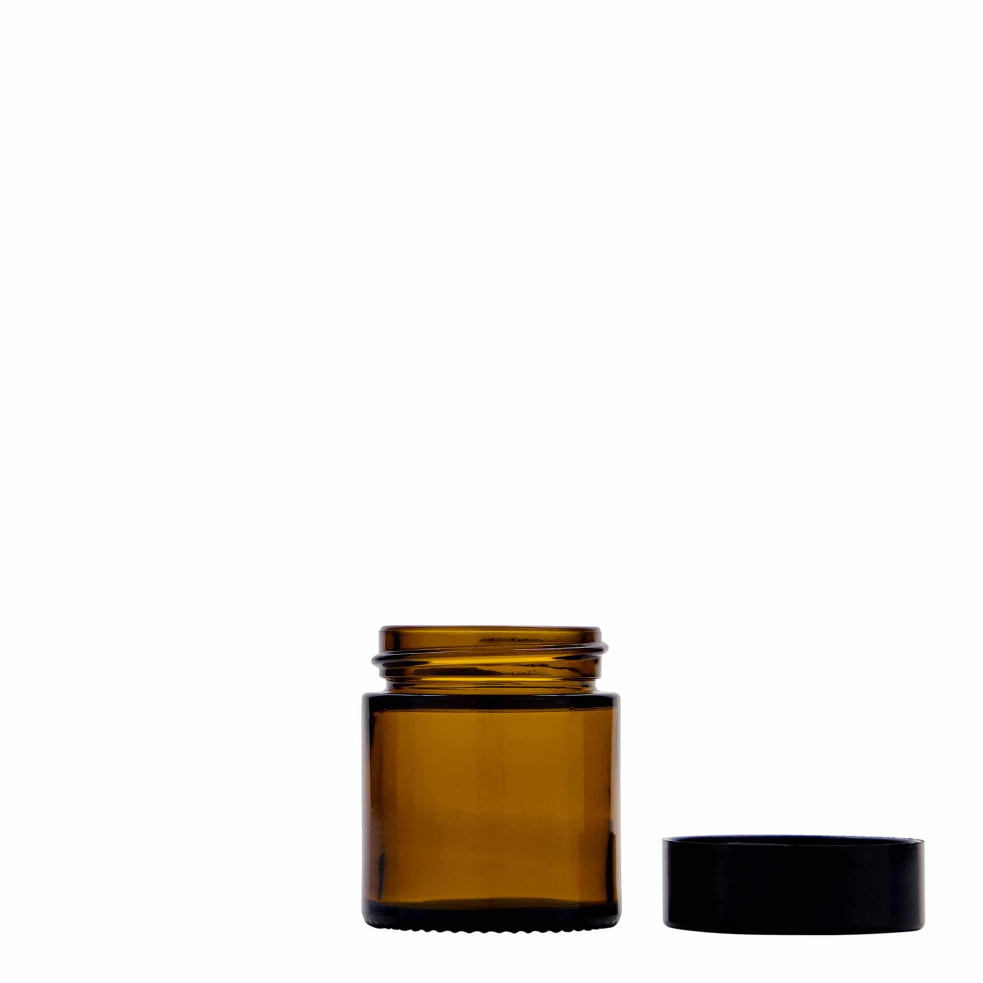 30 ml borcan „Brown Line”, sticlă, maro, gura: capac cu filet