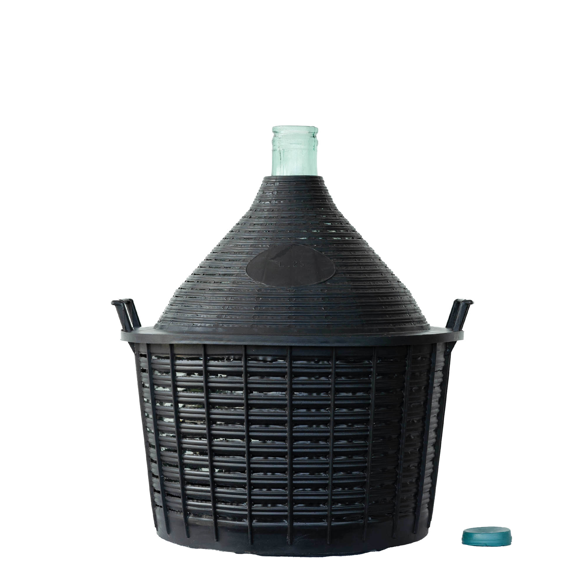 Butelie cu balon de 25 l, gât îngust, sticlă, gură: capac cu margine peste buza recipientului Butelie cu balon de 25 l, gât îngust, sticlă, gură: capac cu margine peste buza recipientului
