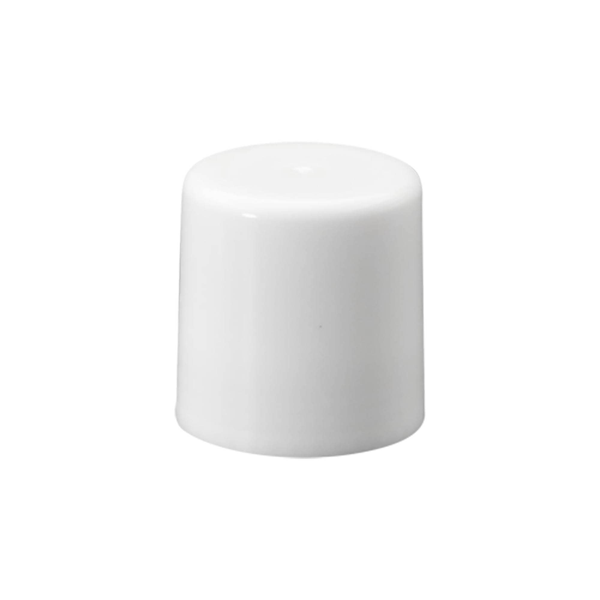 Capac pentru sticluță roll-on de 50 ml, plastic PP, alb, pentru deschidere: capac cu filet