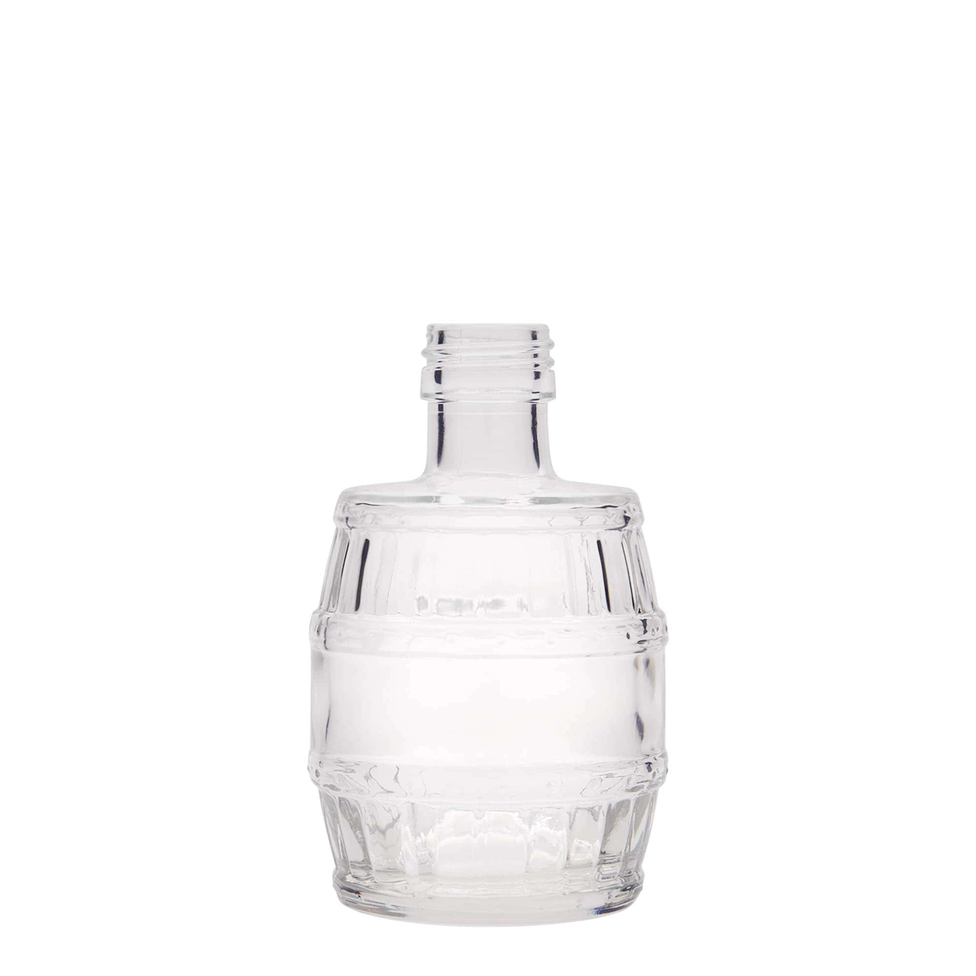 Sticlă de sticlă de 200 ml „butoi”, gura: PP 28