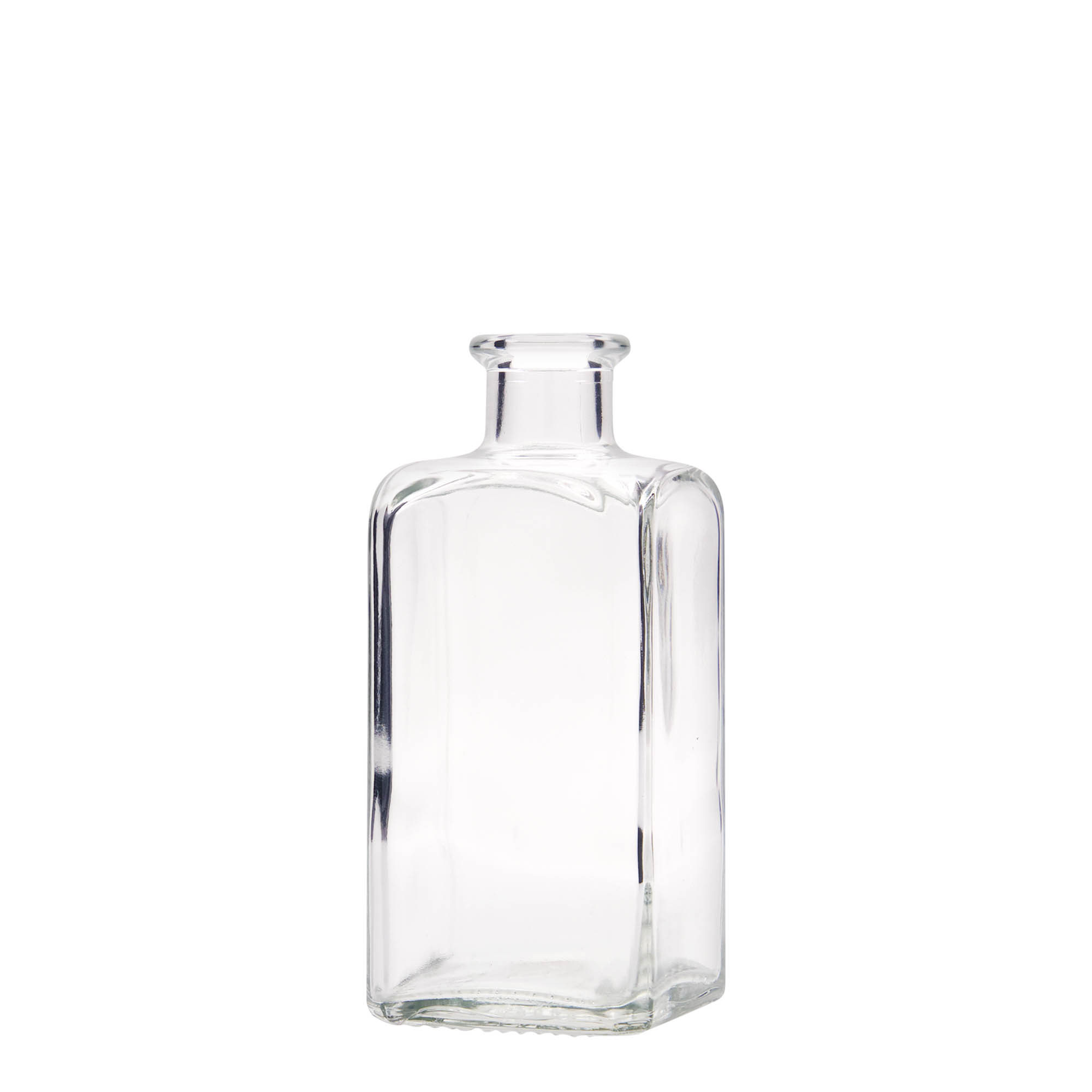 Sticlă de sticlă de 250 ml Apotheker Carré, pătrată, gât: plută