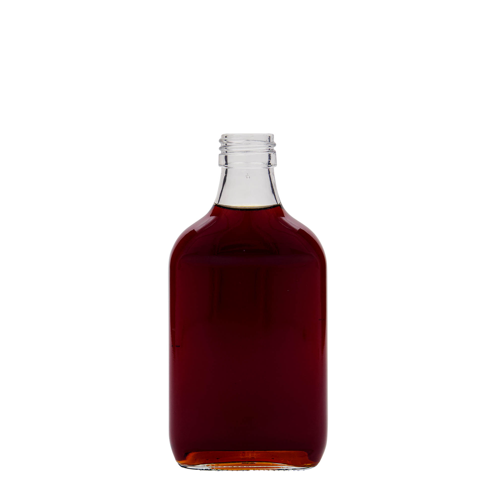 Sticlă de buzunar 200 ml, dreptunghiulară, sticlă, gura: PP 28