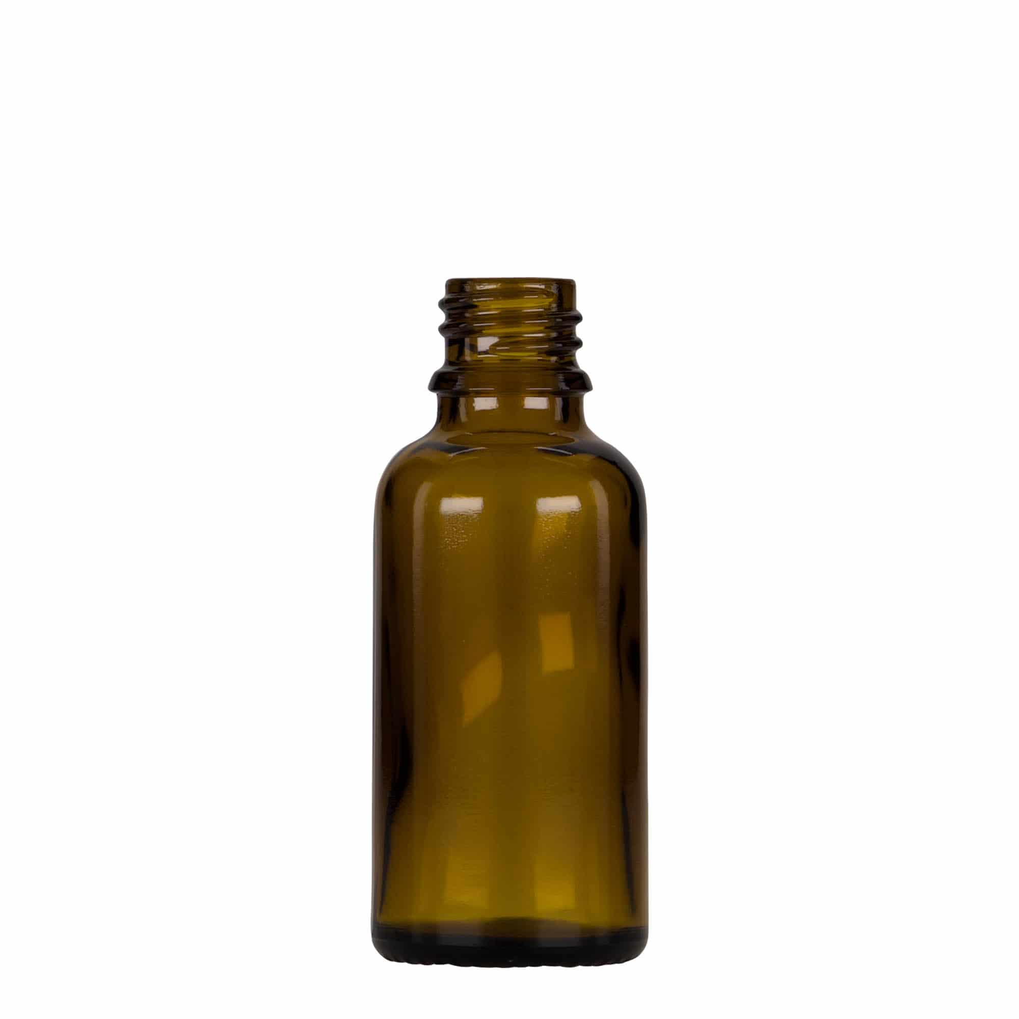 Flacon cu pipetă 30 ml Medicină, sticlă, maro-negru, gura: DIN 18