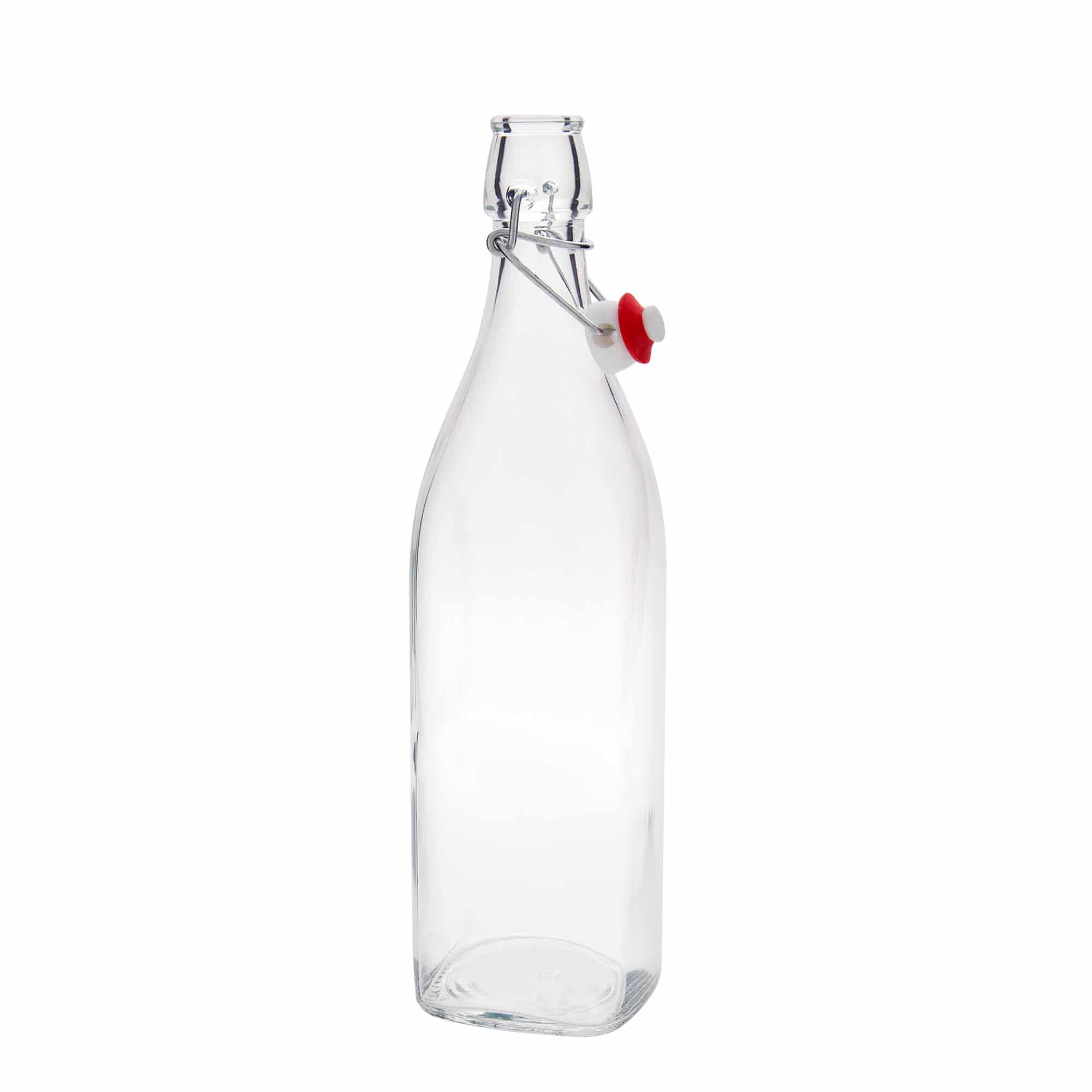 Sticlă de sticlă de 1.000 ml „Swing, pătrată, gât: închidere cu clemă”