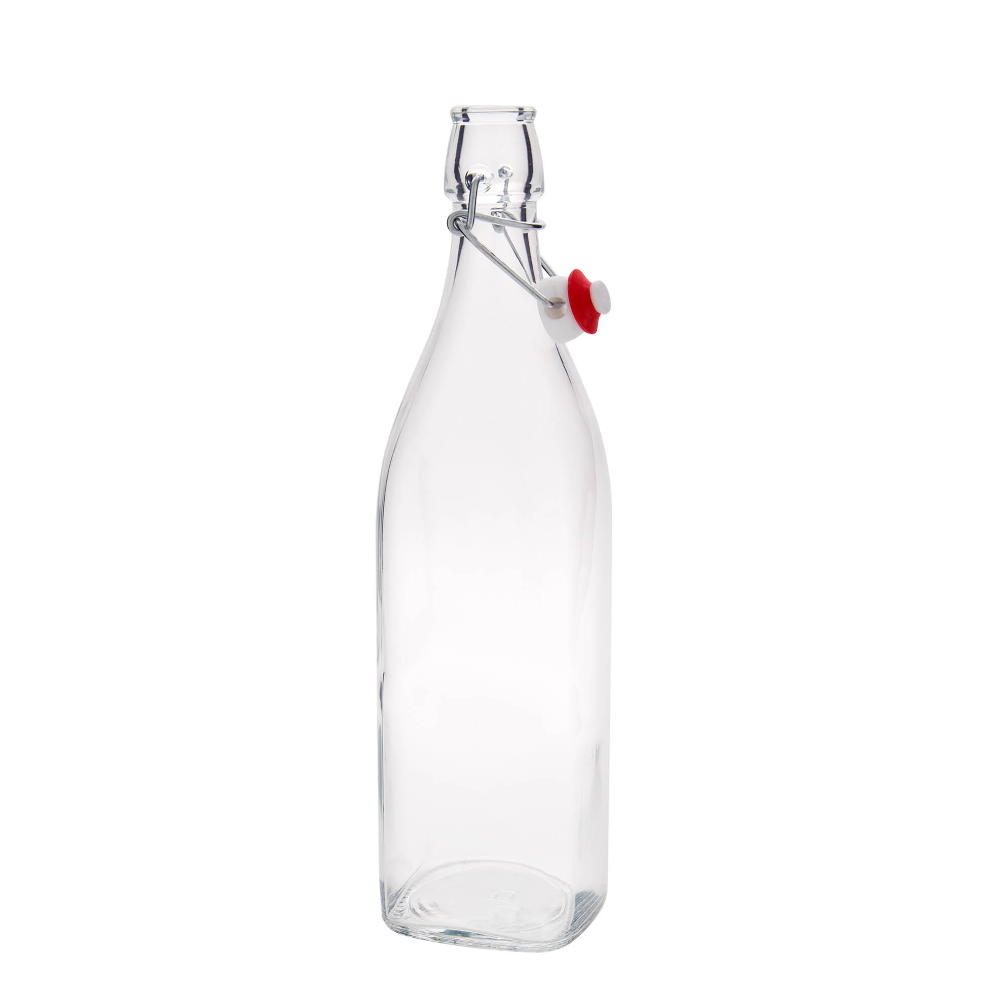 Sticlă de sticlă de 1.000 ml „Swing, pătrată, gât: închidere cu clemă”