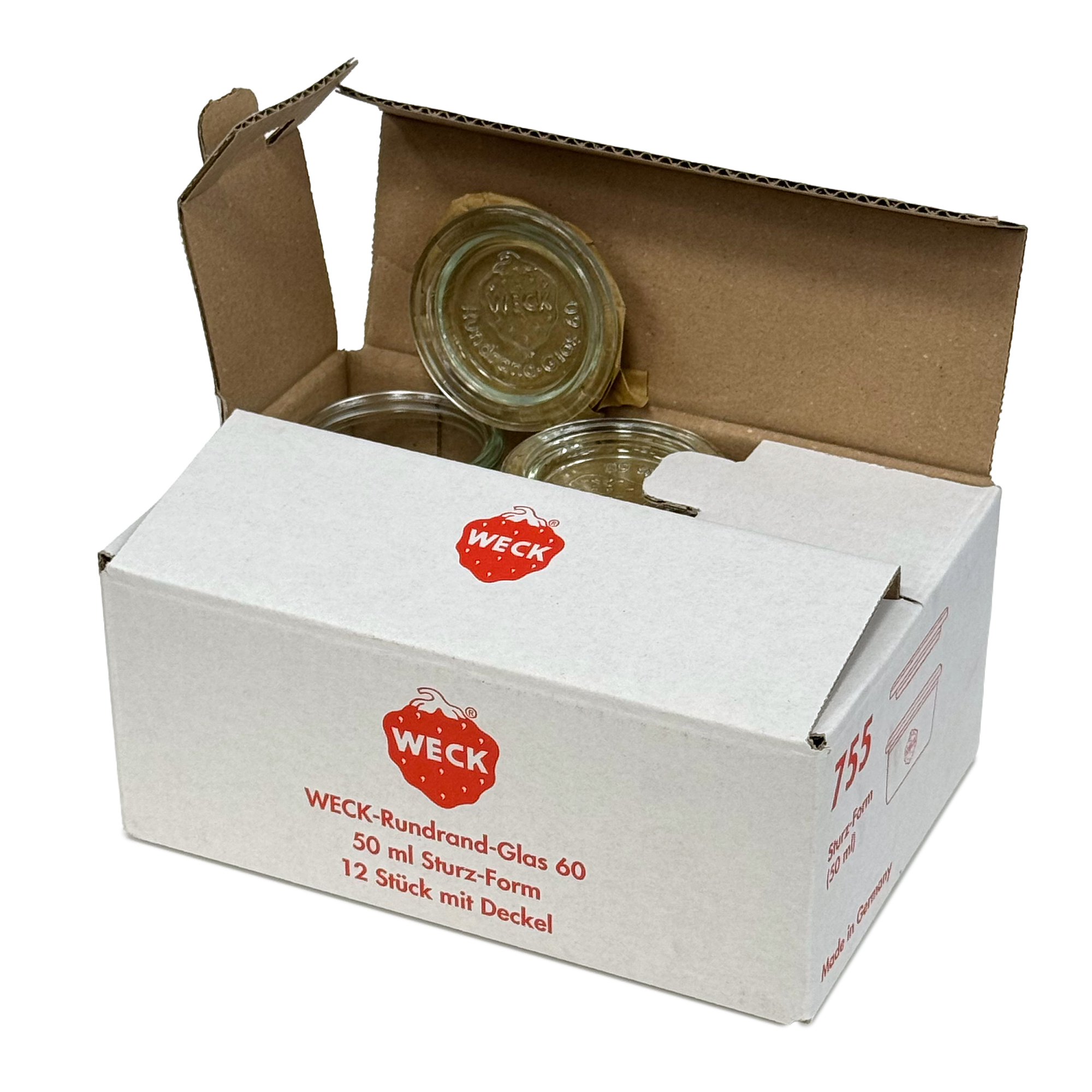 12x 50 ml borcan WECK cu gura largă cu capac de sticlă RR 60