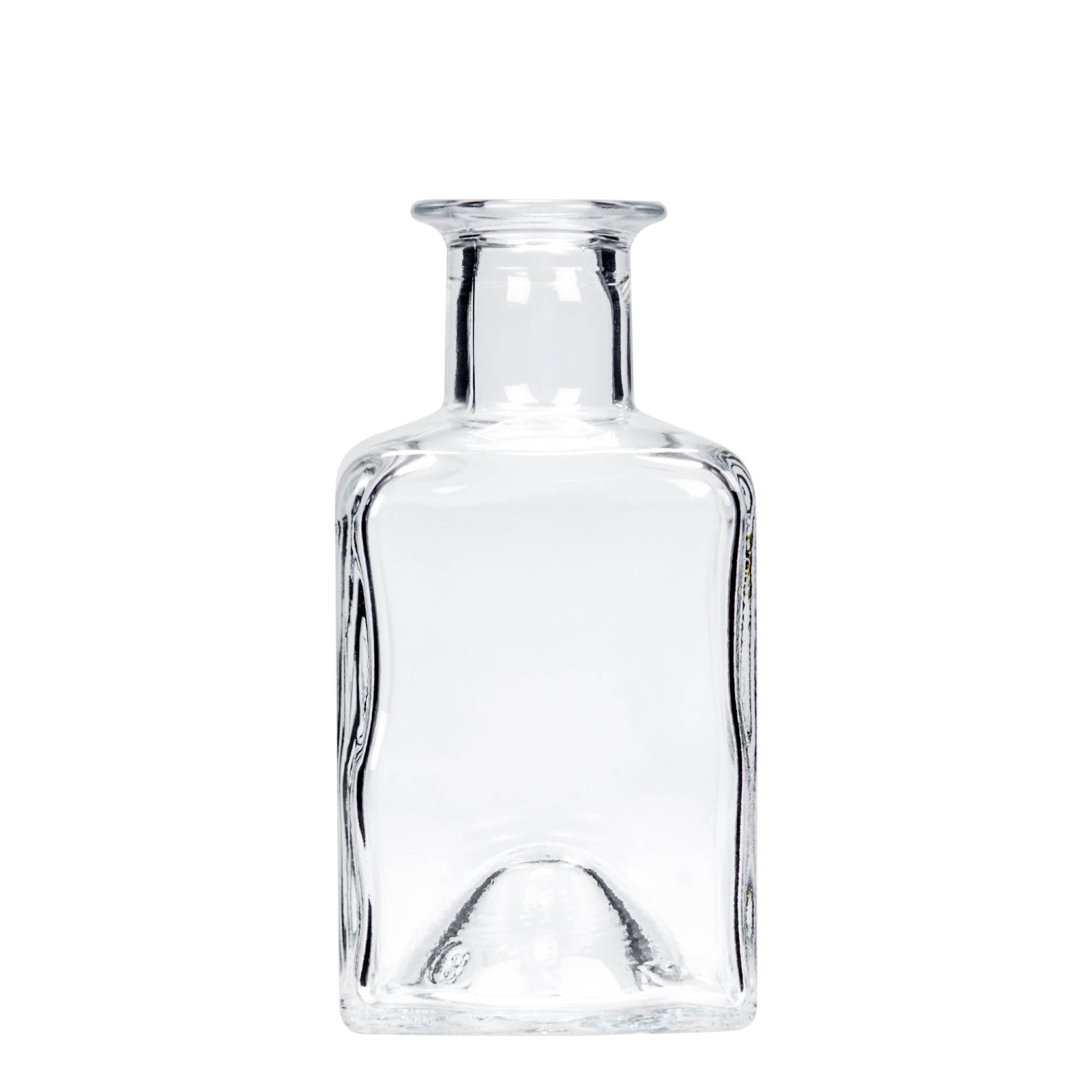 Sticlă de sticlă de 200 ml 'Kubica', pătrată, gura: dop