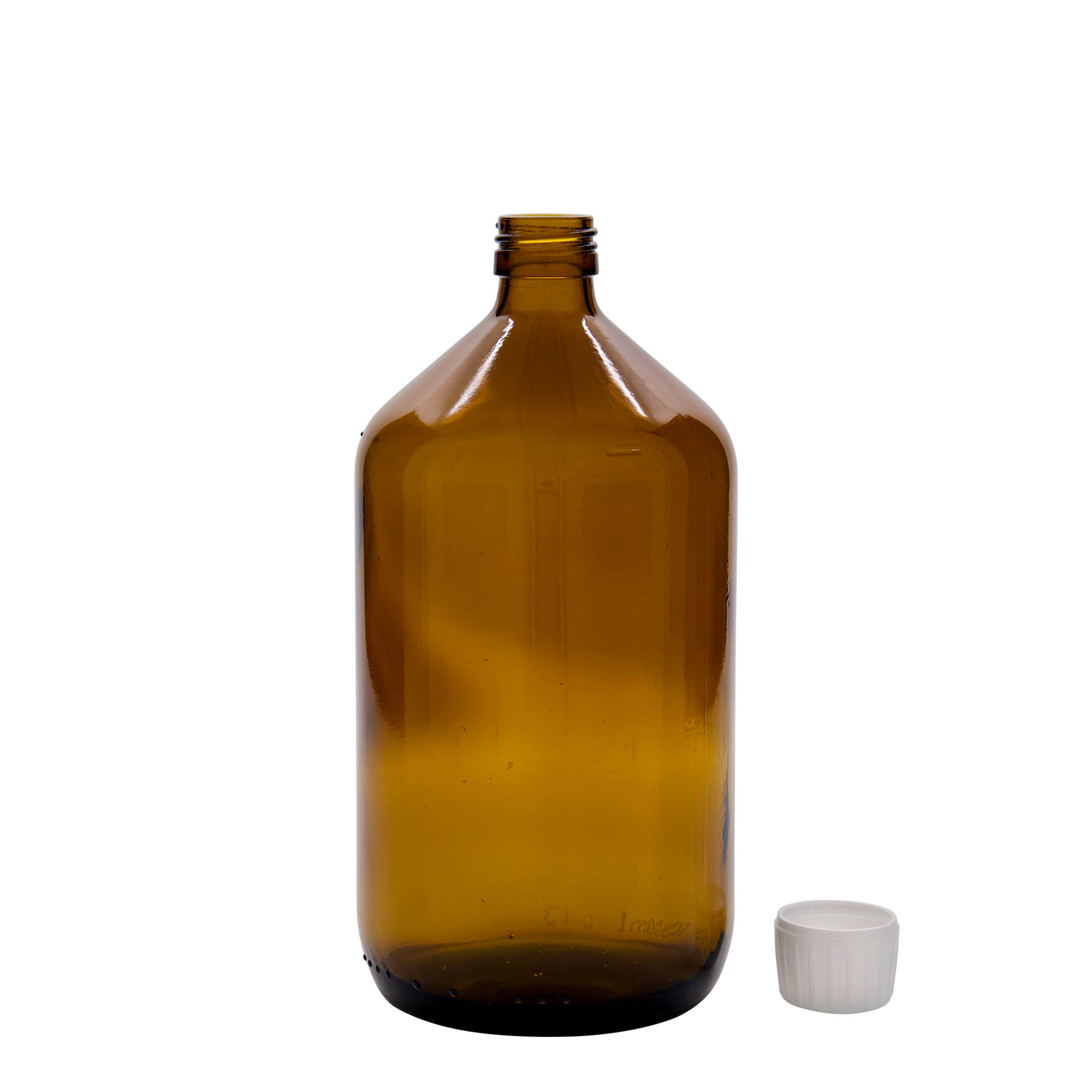 1.000 ml sticlă medicală, maro, sticlă, gât: PP 28