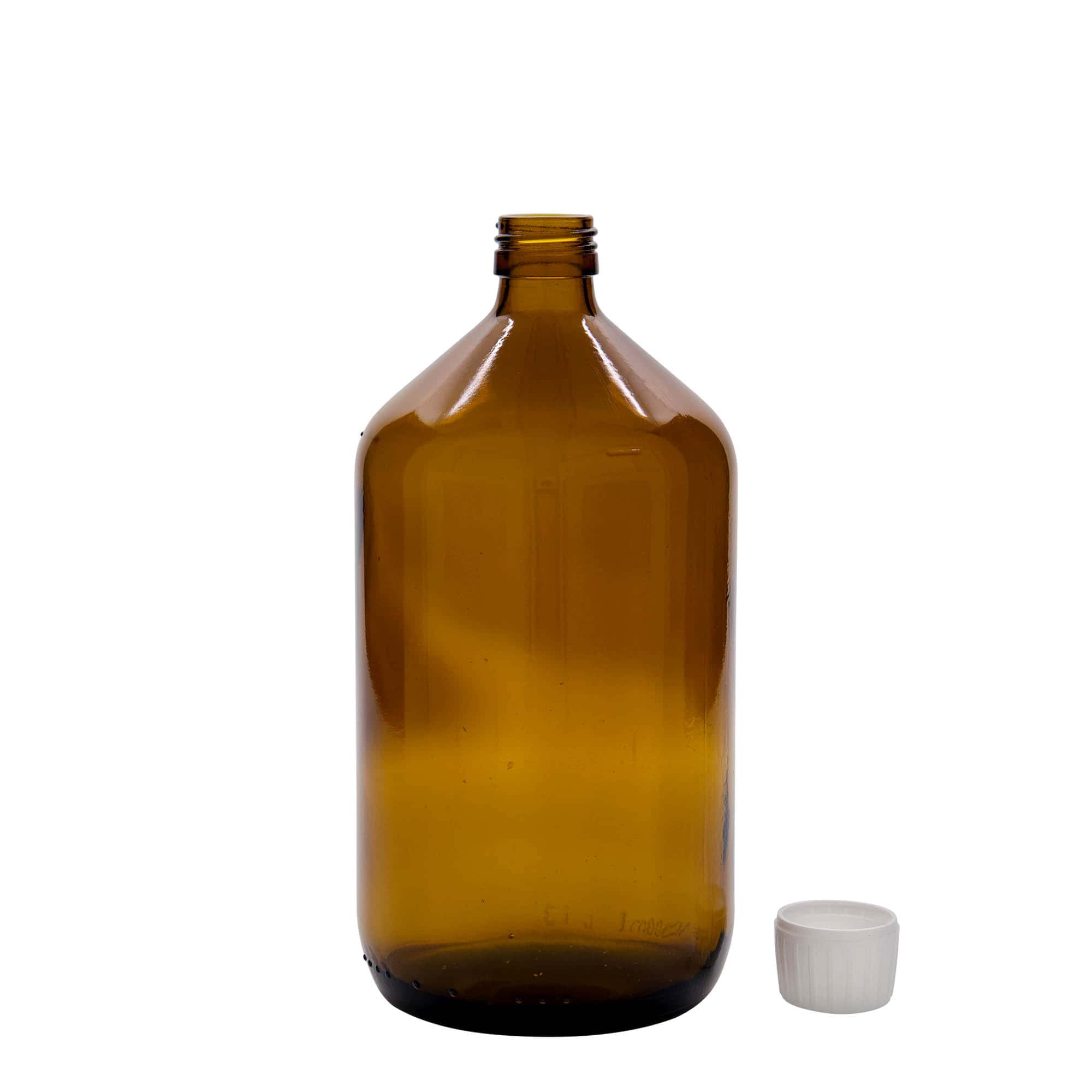 1.000 ml sticlă medicală, maro, sticlă, gât: PP 28