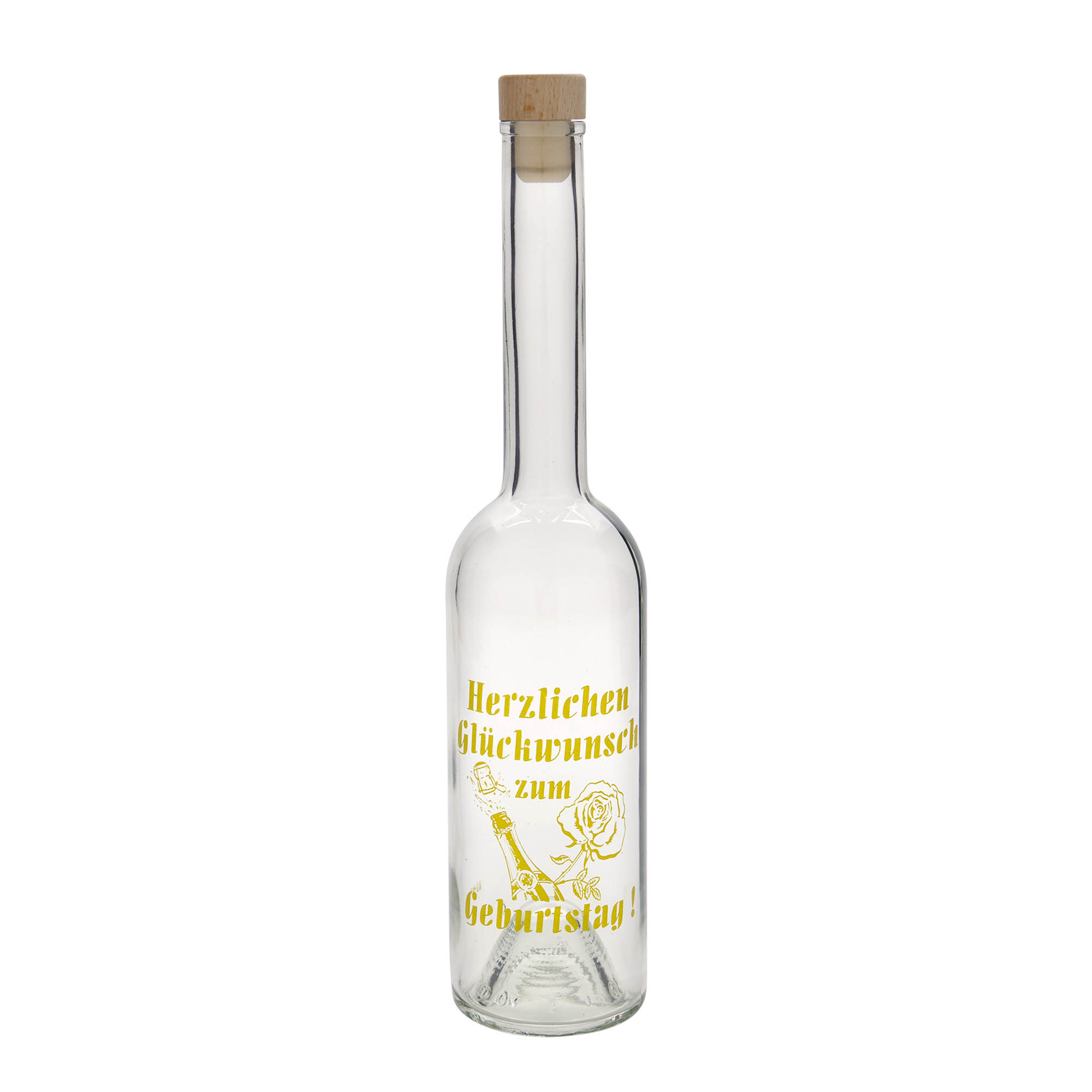 Sticlă de sticlă de 500 ml „Opera”, motiv: Măr, gura: plută Sticlă de sticlă de 500 ml „Opera”, motiv: Măr, gura: plută