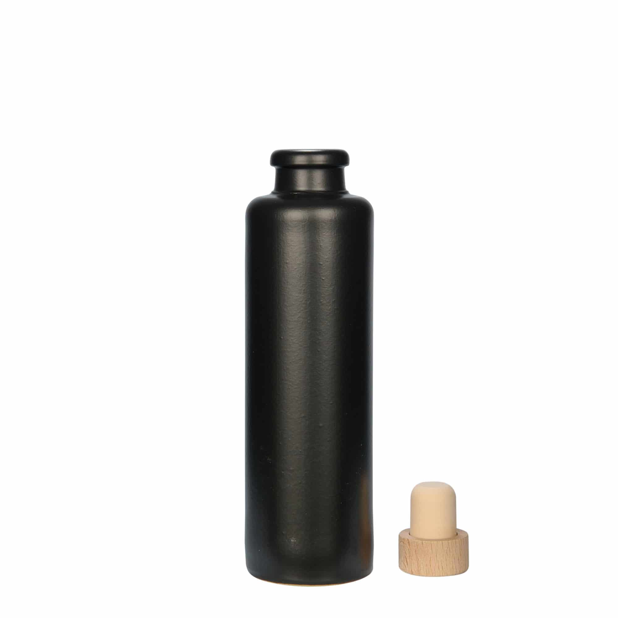 200 ml ulcior de lut, ceramică, negru, gură: plută