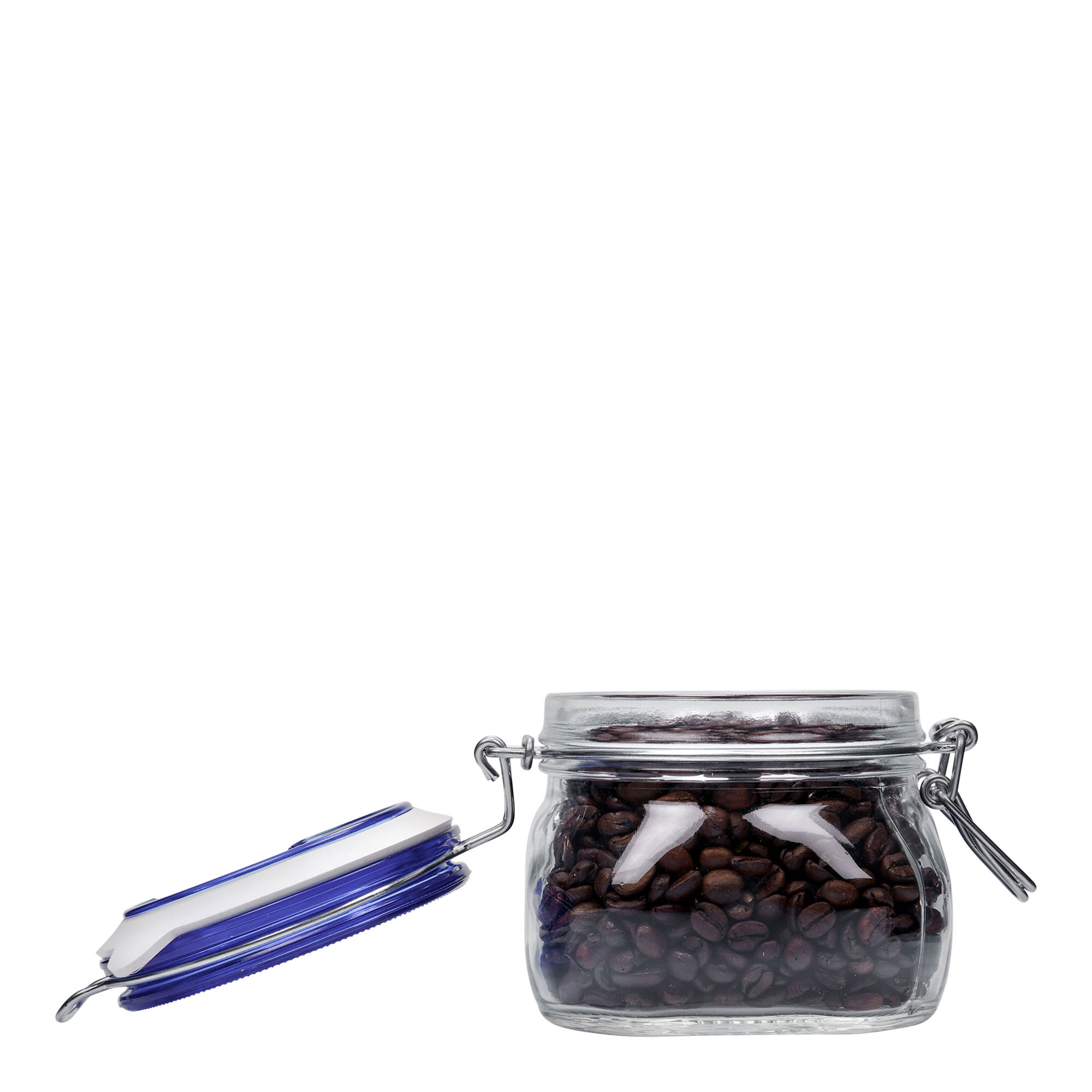 500 ml borcan cu clemă metalică 'Fido' capac albastru, pătrat, gură: închidere cu clemă metalică 500 ml borcan cu clemă metalică 'Fido' capac albastru, pătrat, gură: închidere cu clemă metalică