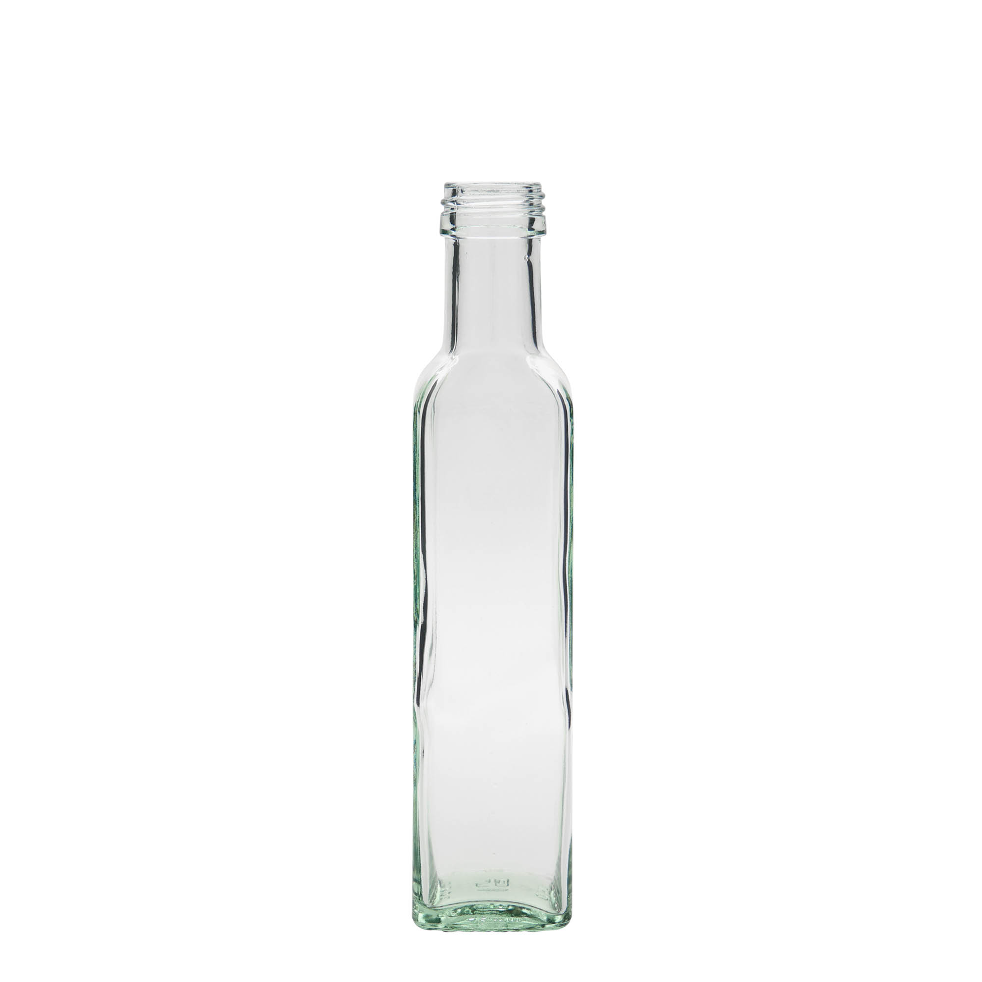 Sticlă de sticlă de 250 ml „Marasca”, pătrată, gât: PP 31,5