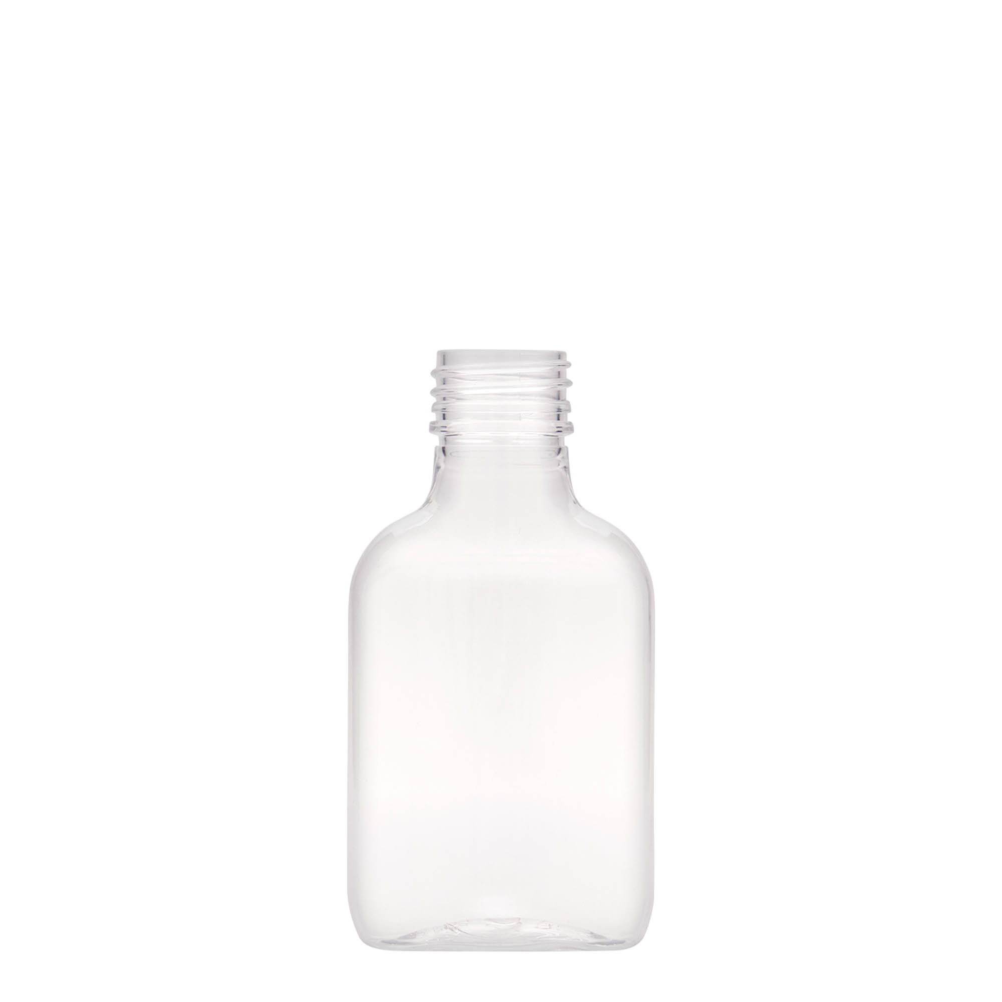Sticluță de buzunar 100 ml, ovală, plastic PET, gura: PP 28 Sticluță de buzunar 100 ml, ovală, plastic PET, gura: PP 28