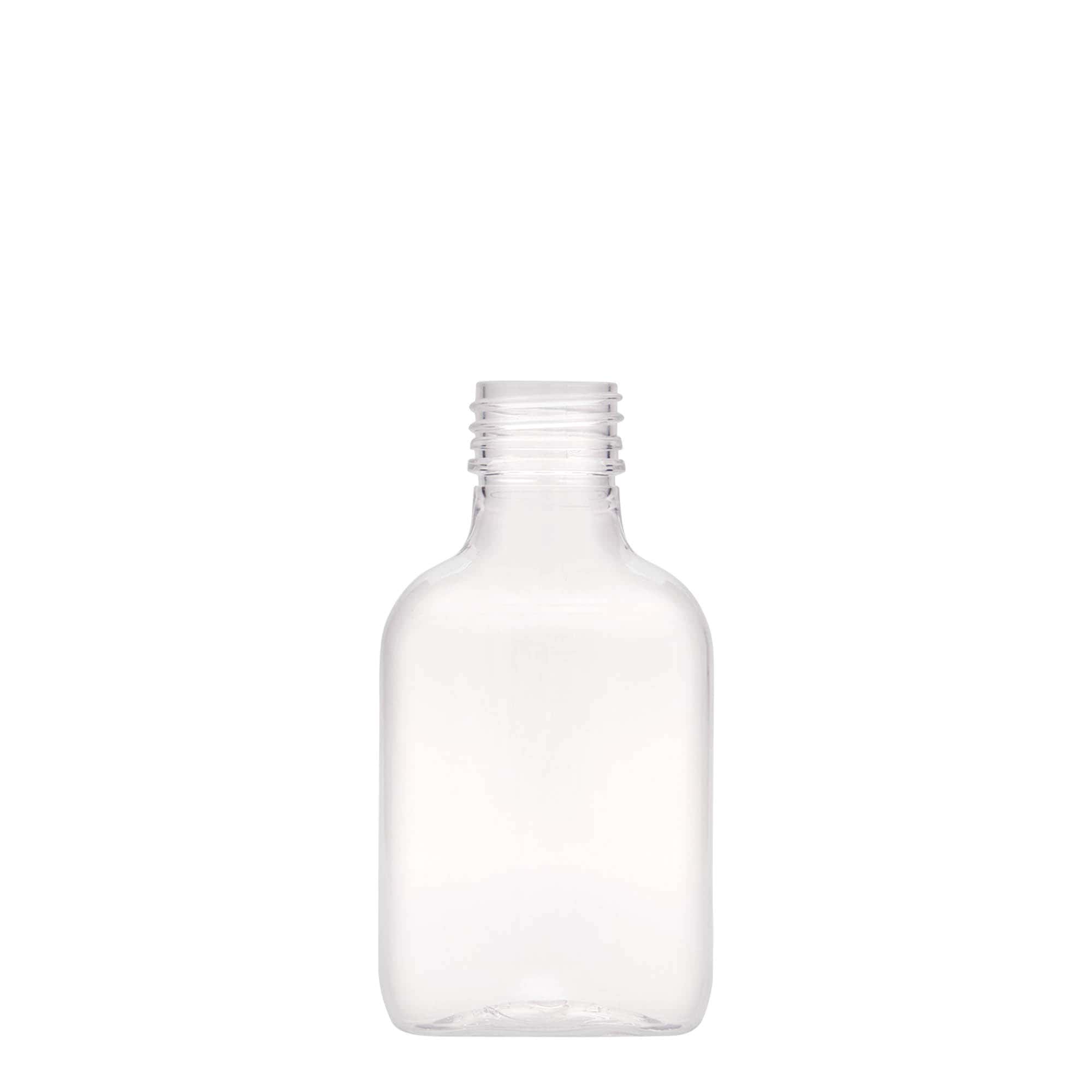 Sticluță de buzunar 100 ml, ovală, plastic PET, gura: PP 28 Sticluță de buzunar 100 ml, ovală, plastic PET, gura: PP 28