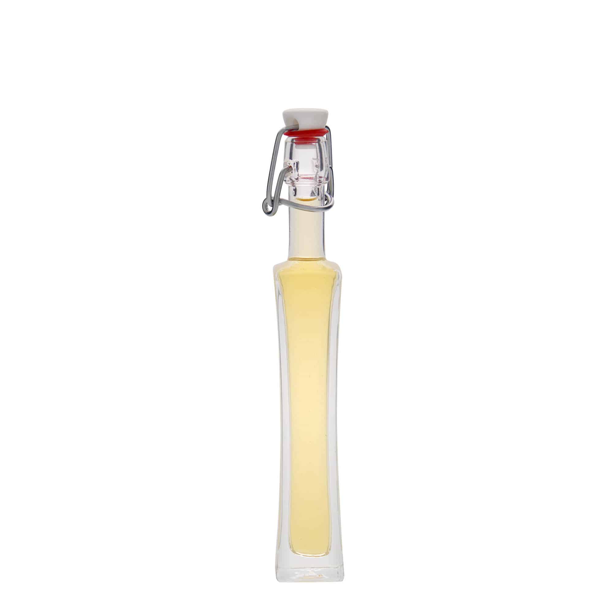 Sticlă de sticlă de 40 ml „Koko”, pătrată, gât: închidere cu clemă