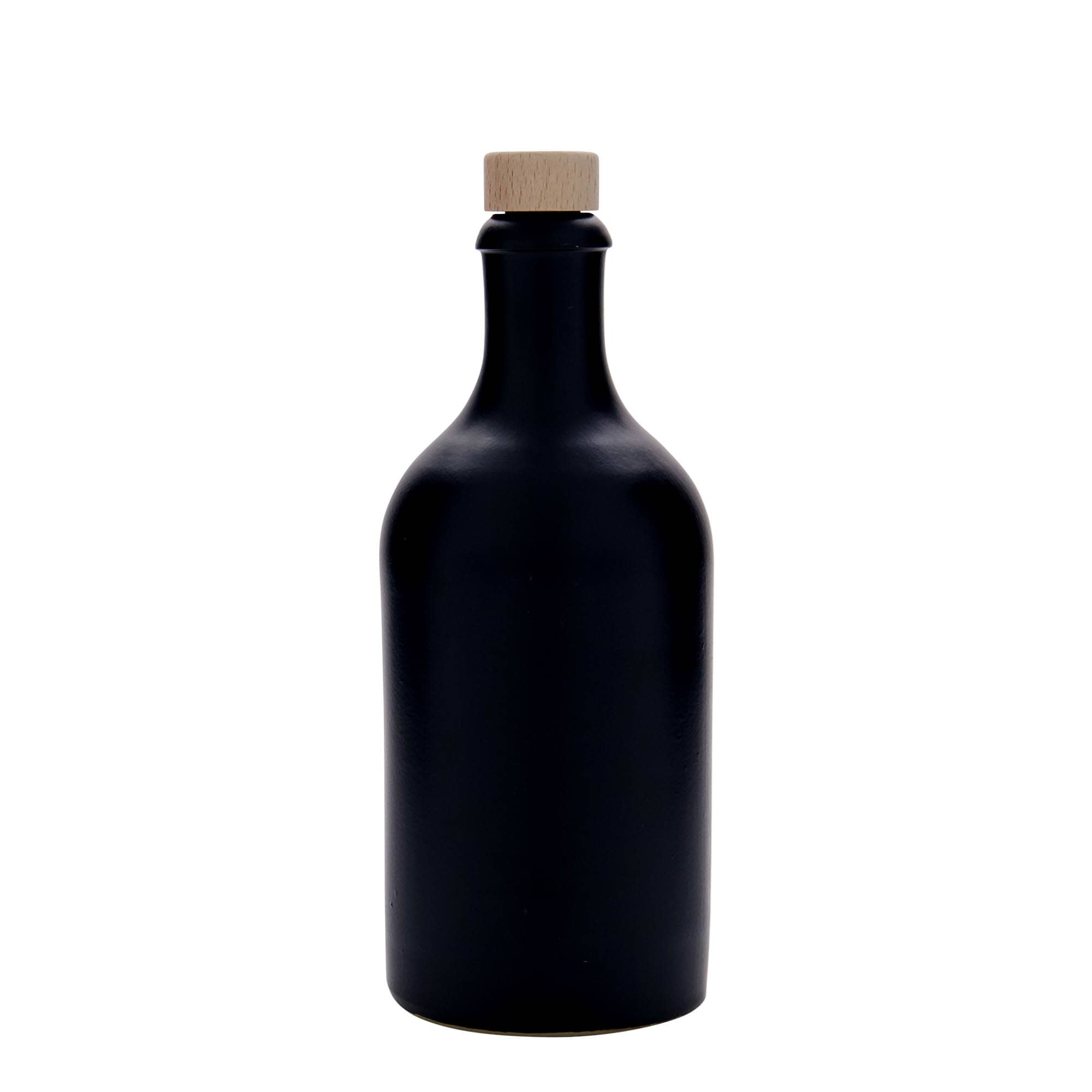 500 ml ulcior de lut, ceramică, negru, gura: plută