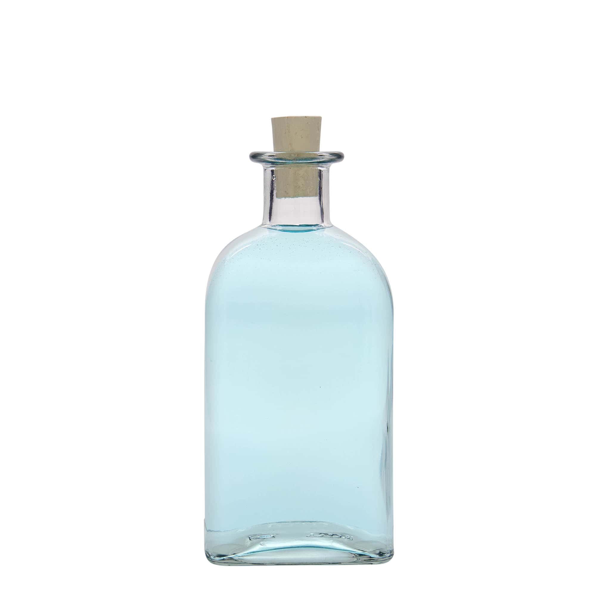 Sticlă de 500 ml din sticlă, farmacist Carré, pătrată, gura: plută
