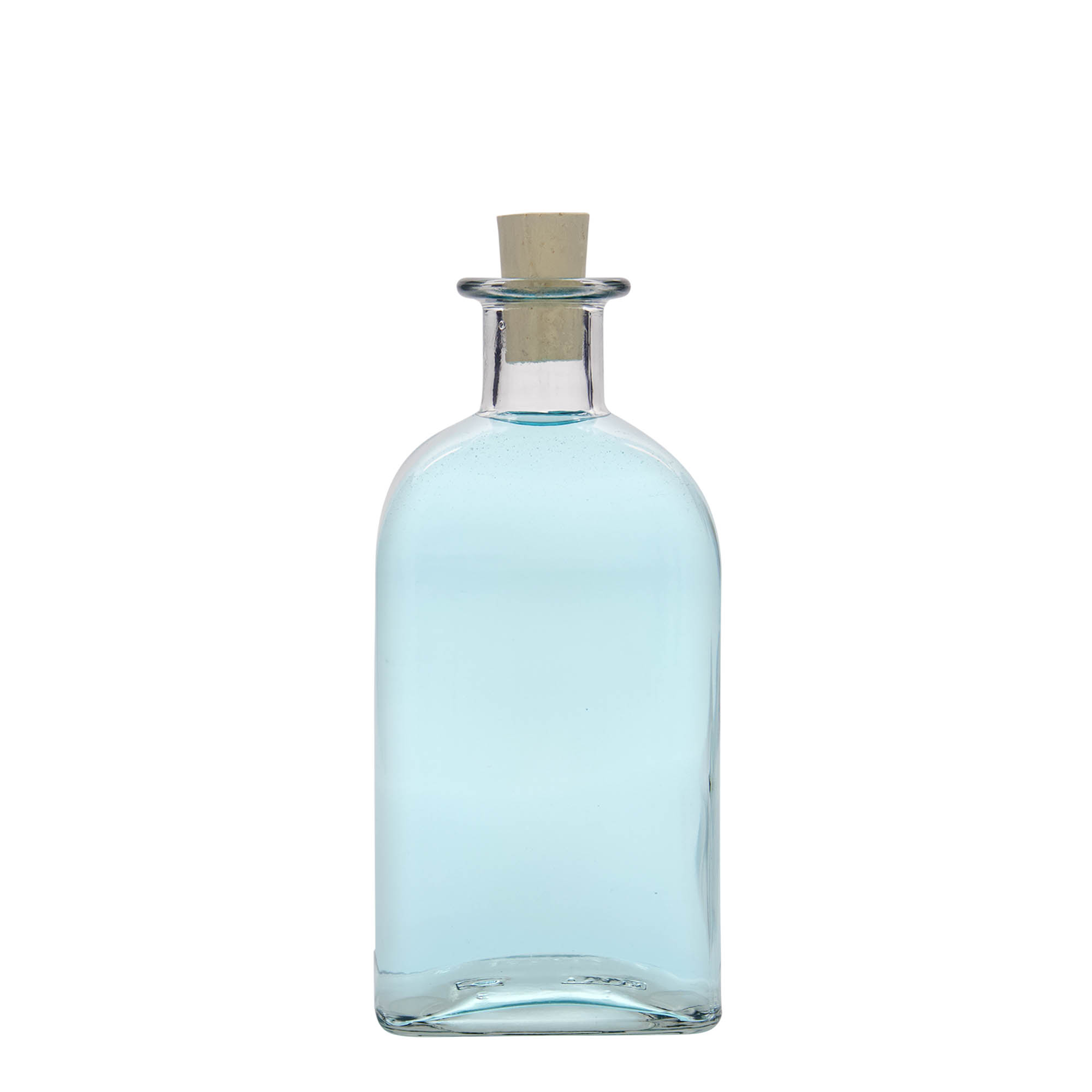 Sticlă de 500 ml din sticlă, farmacist Carré, pătrată, gura: plută Sticlă de 500 ml din sticlă, farmacist Carré, pătrată, gura: plută