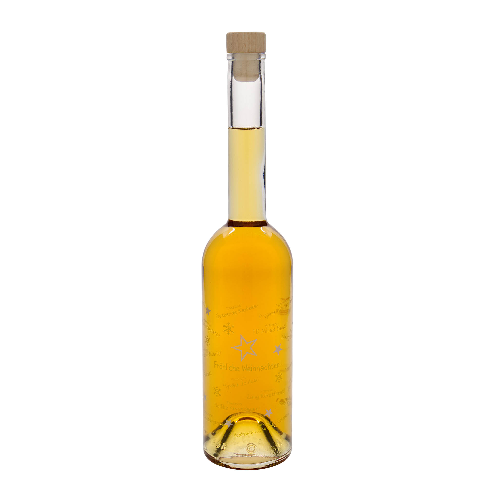 Sticlă de sticlă de 500 ml „Opera”, motiv: Crăciunul în lume, gura: dop Sticlă de sticlă de 500 ml „Opera”, motiv: Crăciunul în lume, gura: dop