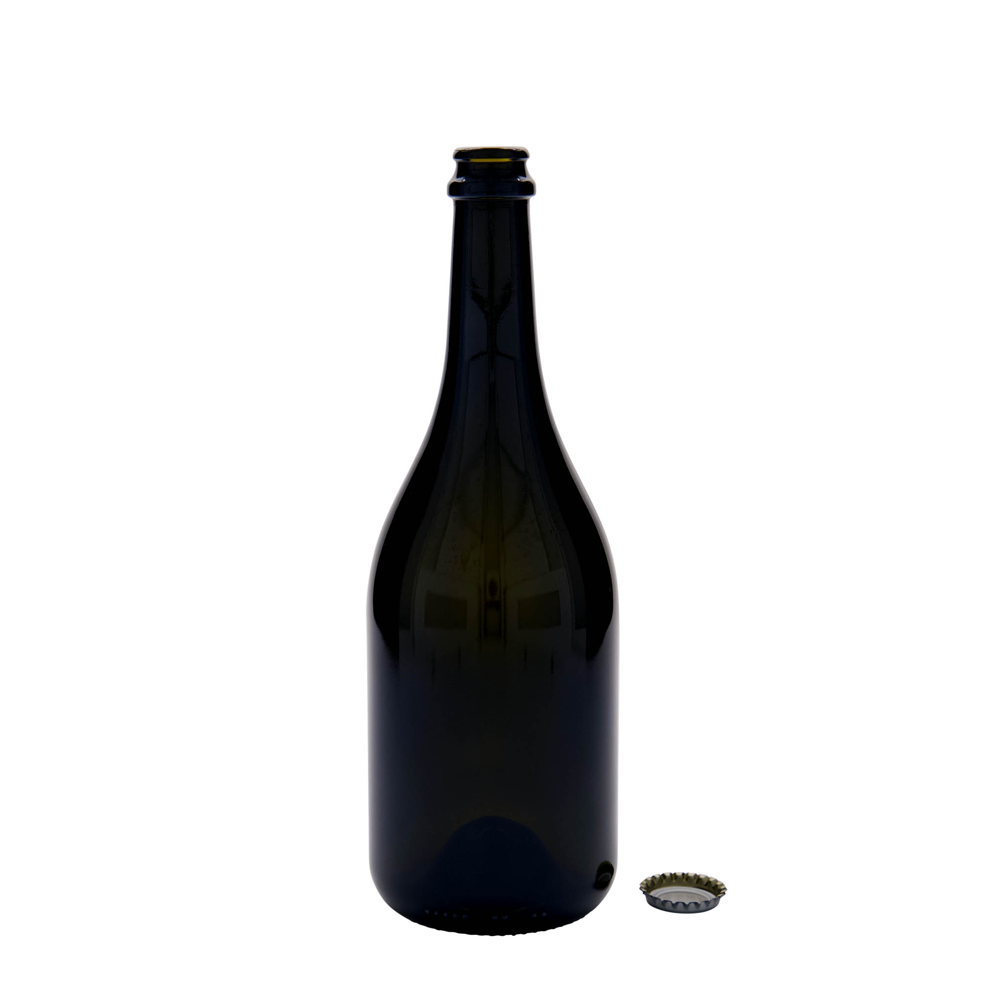 Sticlă de bere 750 ml „Horta”, sticlă, verde antichizat, gât: capac tip șurub (crown cap)