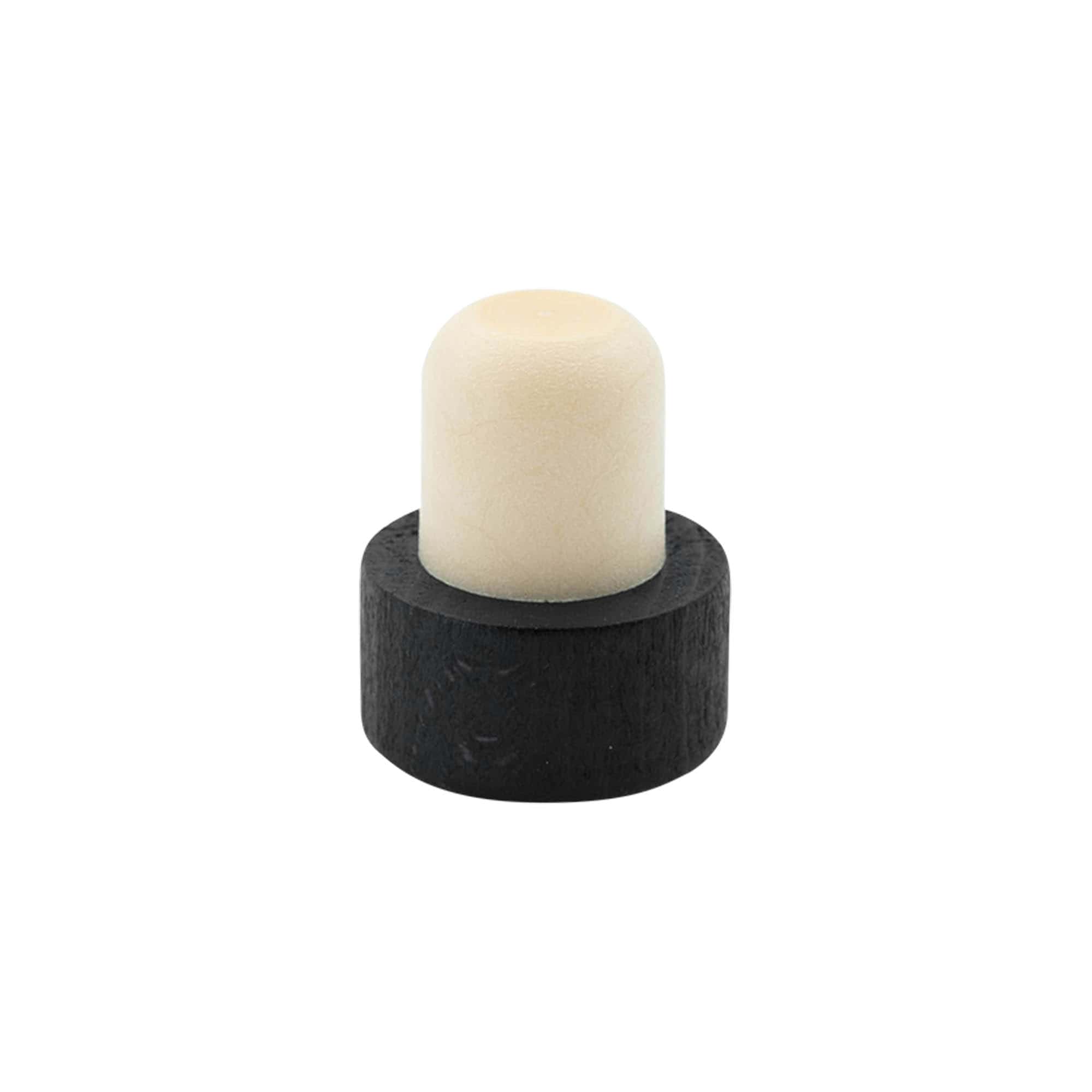 Dop cu mâner 19 mm, lemn/plastic, negru, pentru gură: dop