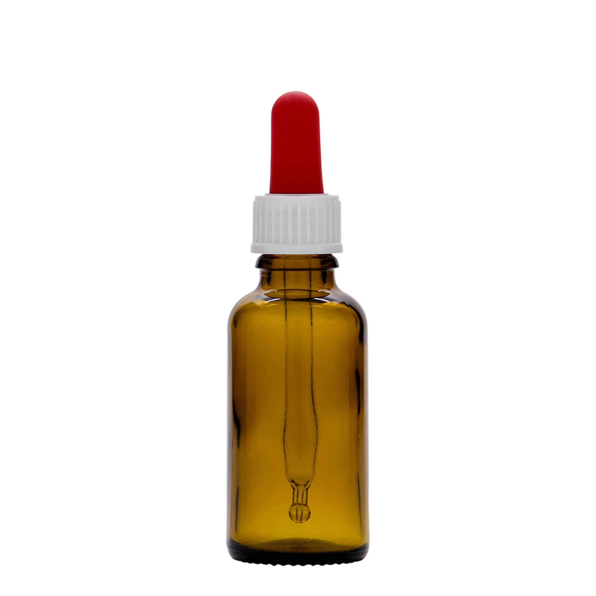 30 ml sticlă cu pipetă, medicală, sticlă, maro, gura: DIN 18