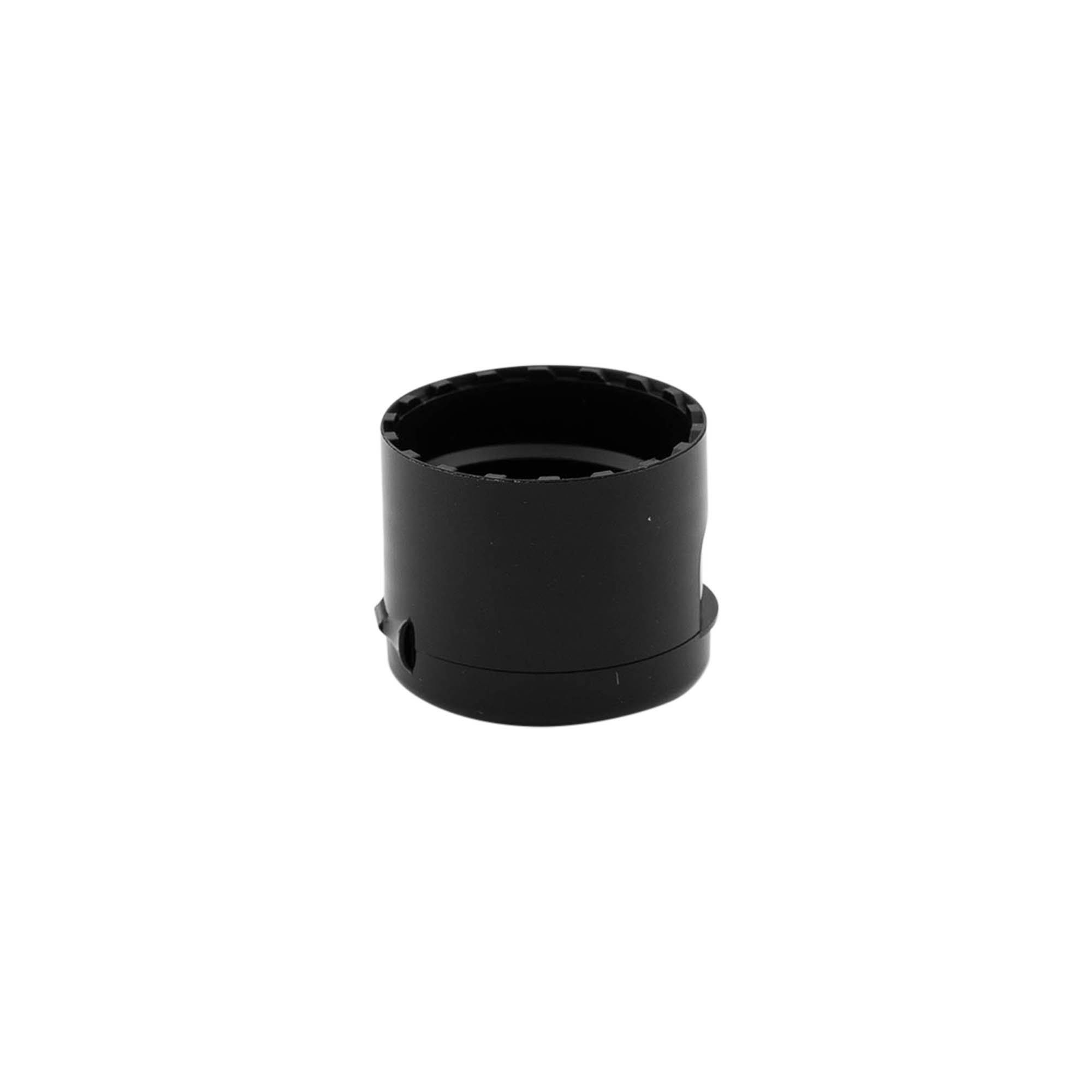 Capac cu filet, balama pliabilă, plastic PP, negru, pentru deschidere: 24/410 Capac cu filet, balama pliabilă, plastic PP, negru, pentru deschidere: 24/410