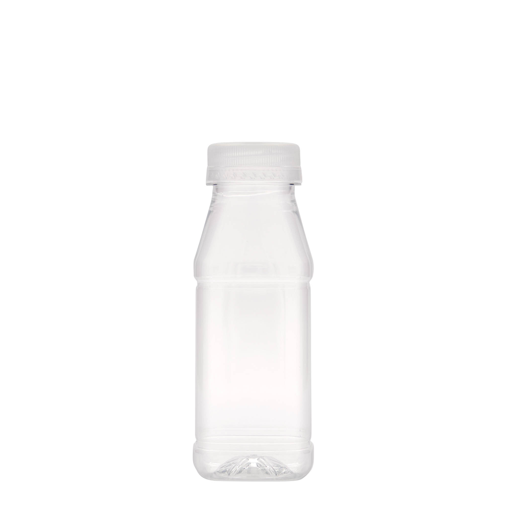 Sticlă PET de 250 ml „Milk and Juice Carré”, pătrată, din plastic, gât: 38 mm Sticlă PET de 250 ml „Milk and Juice Carré”, pătrată, din plastic, gât: 38 mm