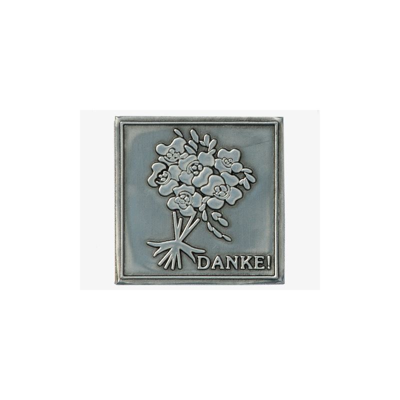 Etichetă din tablă „Mulțumesc”, pătrată, metal, argintiu Etichetă din tablă „Mulțumesc”, pătrată, metal, argintiu