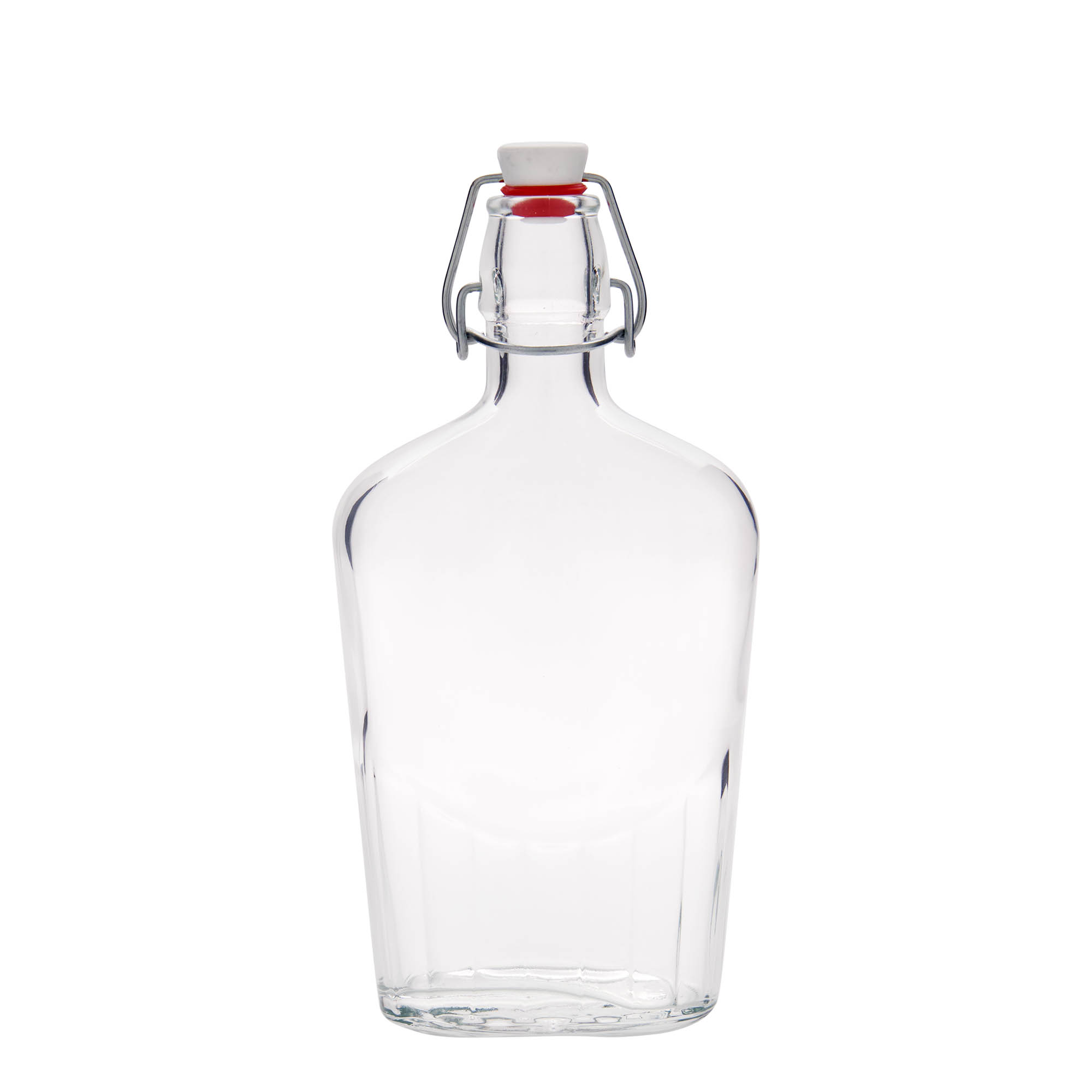 Sticlă de sticlă 500 ml 'Fiaschetta', ovală, gura: închidere cu clemă Sticlă de sticlă 500 ml 'Fiaschetta', ovală, gura: închidere cu clemă