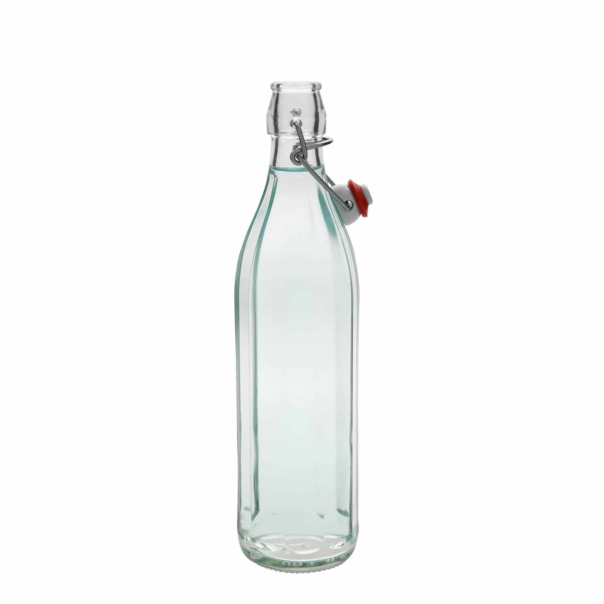 Sticlă de sticlă de 750 ml „Bravo”, cu zece colțuri, gât: închidere cu clemă