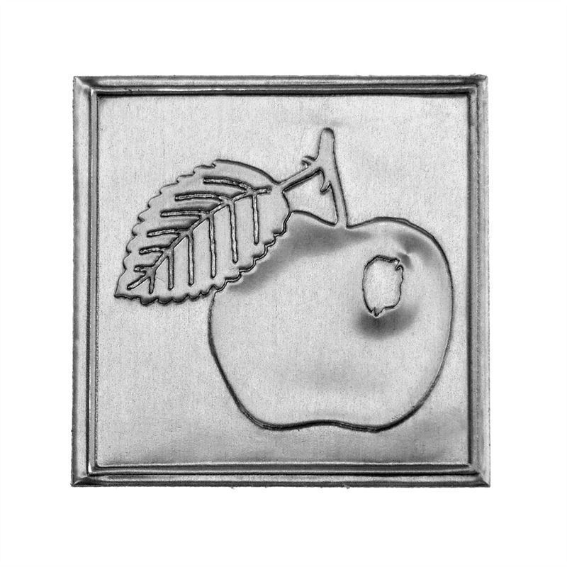 Etichetă de tablă „Măr”, pătrată, metal, argintiu Etichetă de tablă „Măr”, pătrată, metal, argintiu