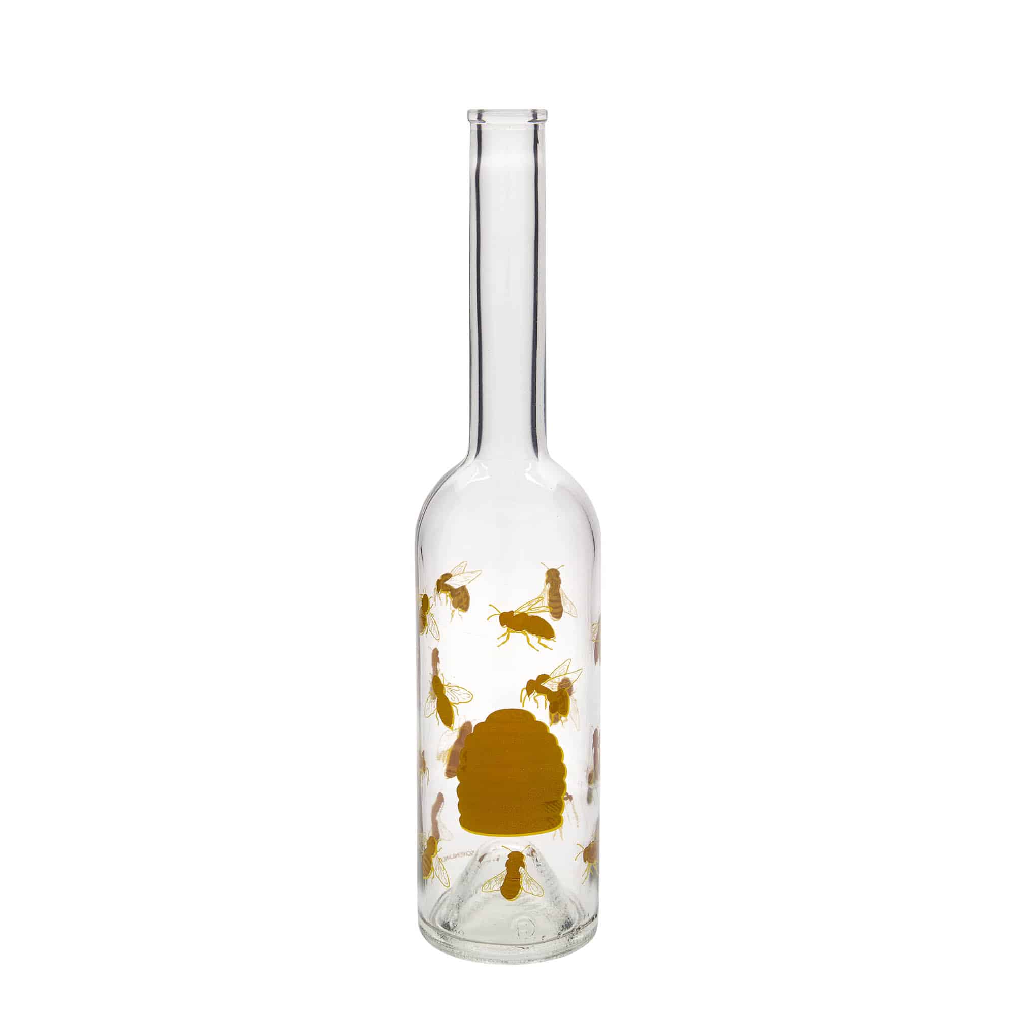 Sticlă de sticlă de 500 ml „Opera”, motiv: albine, gura: dop de plută