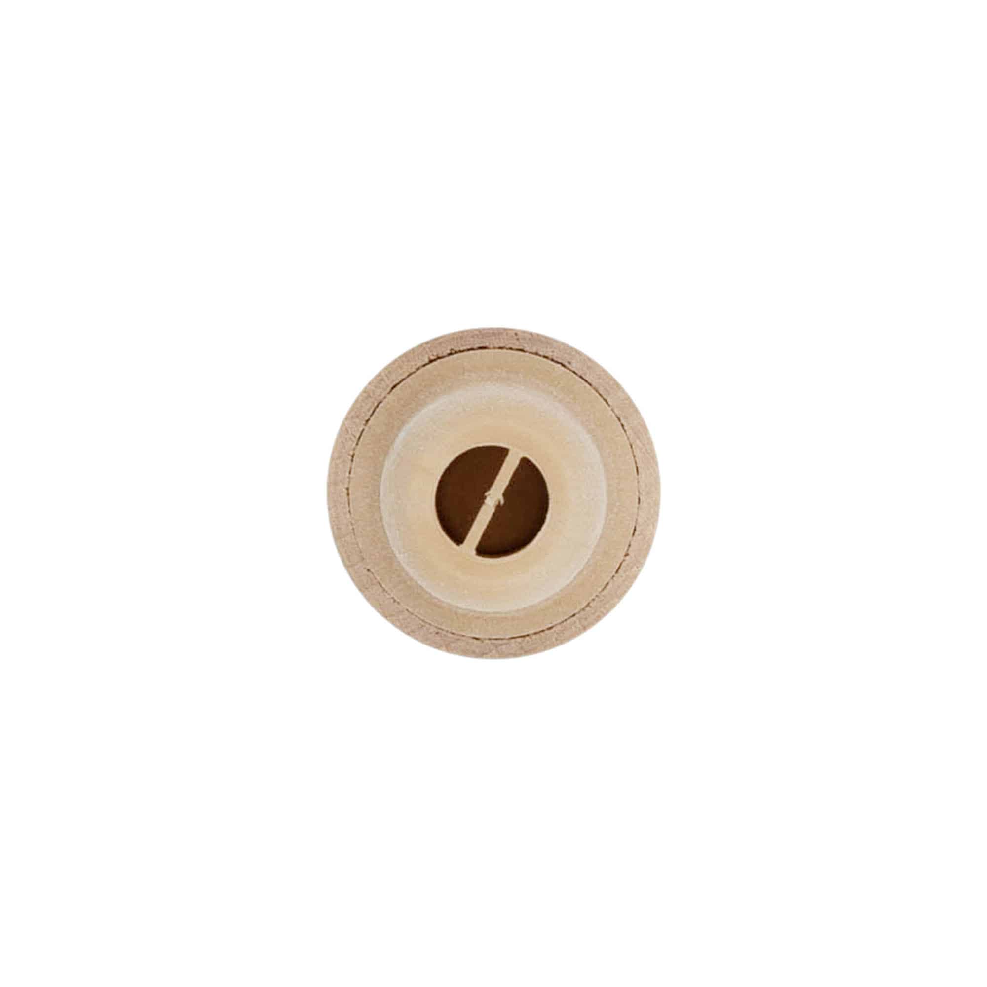 Dop cu mâner și deschidere dozatoare de 19 mm, lemn/plastic, bej, pentru gura: dop Dop cu mâner și deschidere dozatoare de 19 mm, lemn/plastic, bej, pentru gura: dop