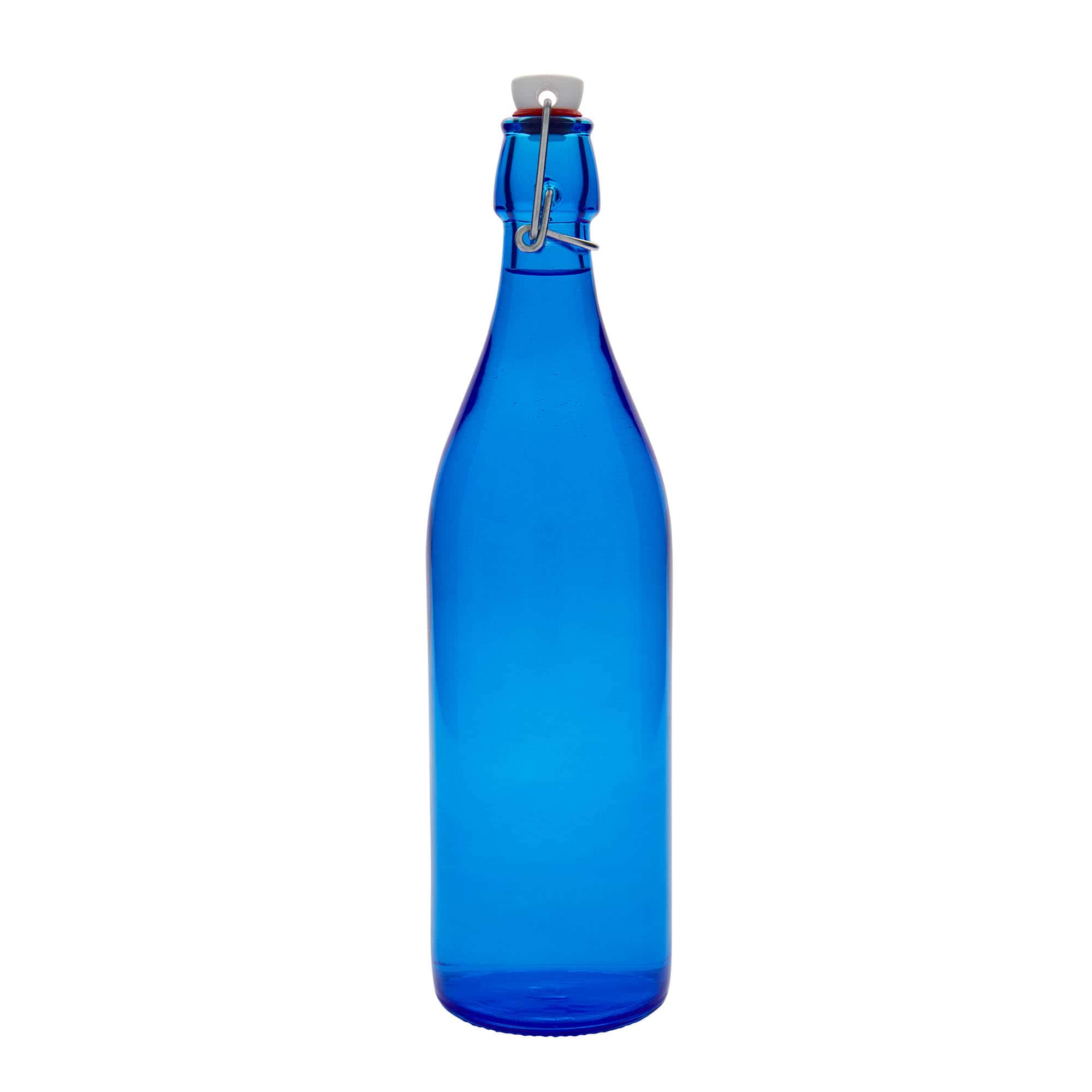 Sticlă de sticlă de 1.000 ml „Giara”, albastră, gât: închidere cu clemă