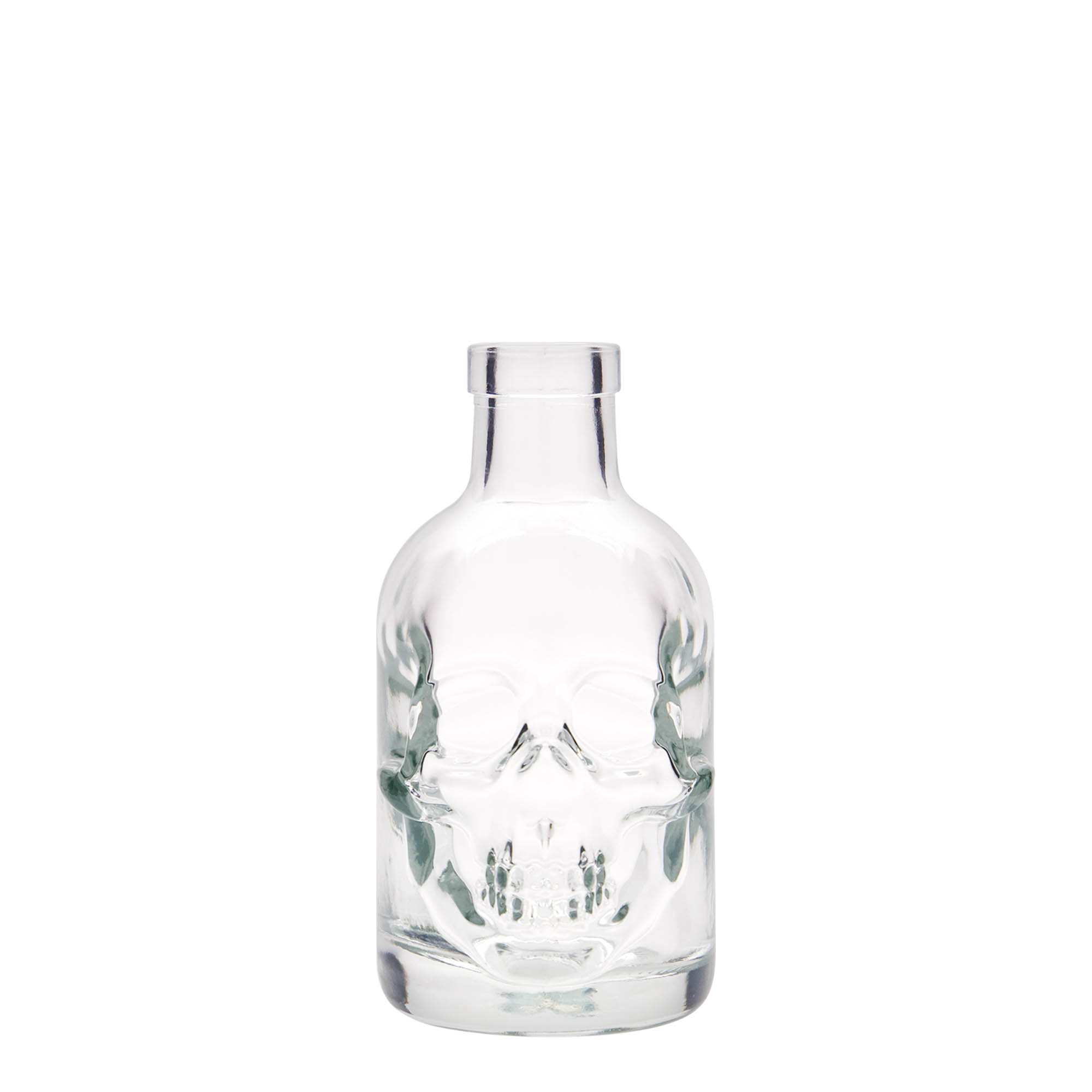 Sticlă de sticlă de 200 ml „Cap de mort”, gura: dop de plută Sticlă de sticlă de 200 ml „Cap de mort”, gura: dop de plută