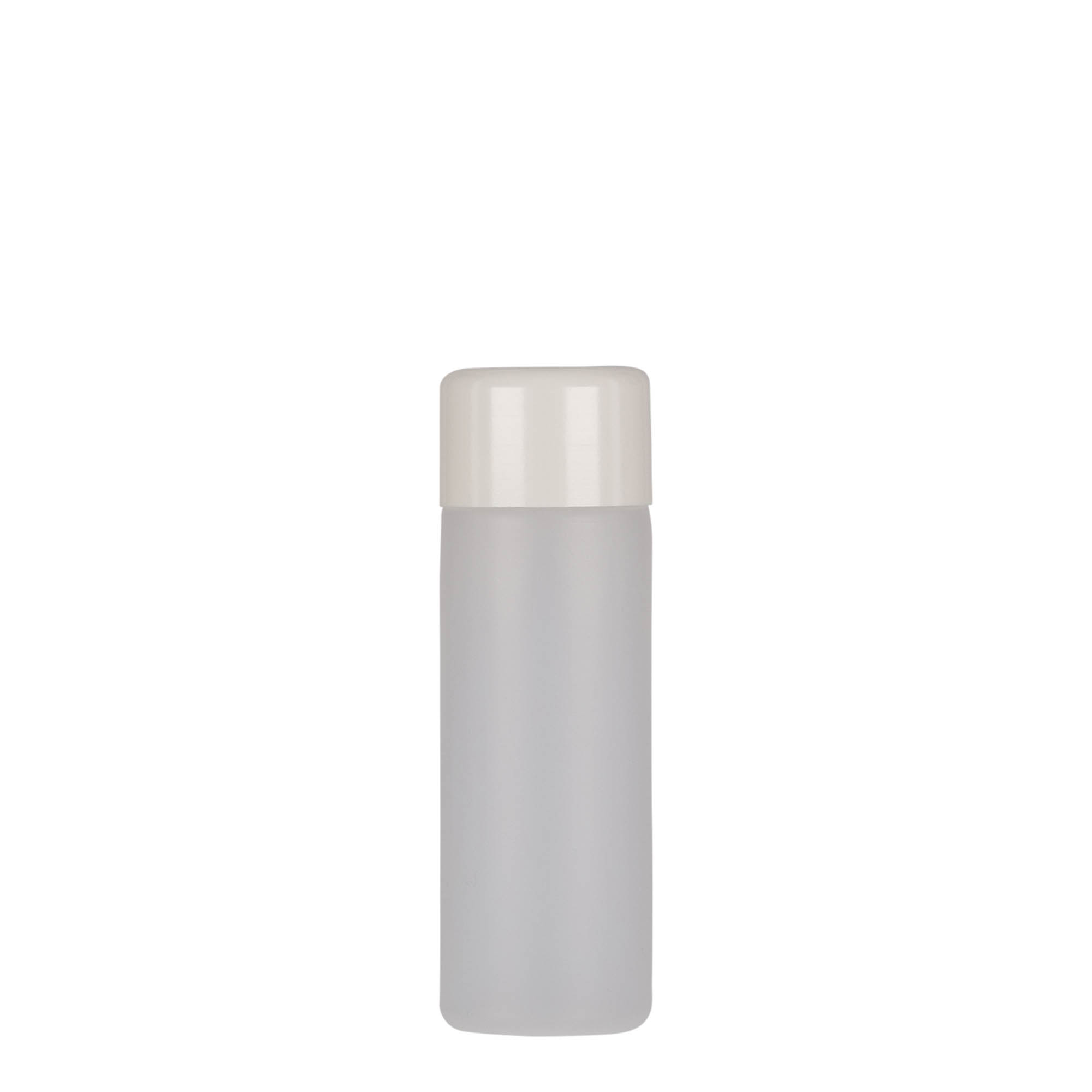 Flacon rotund de 50 ml, plastic PE, natural, gât: capac cu filet Flacon rotund de 50 ml, plastic PE, natural, gât: capac cu filet