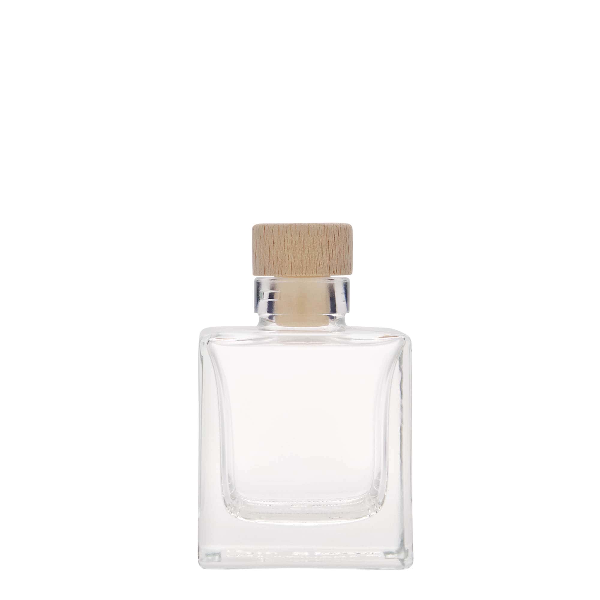 Sticlă de sticlă de 100 ml „Cube”, pătrată, gură: dop de plută