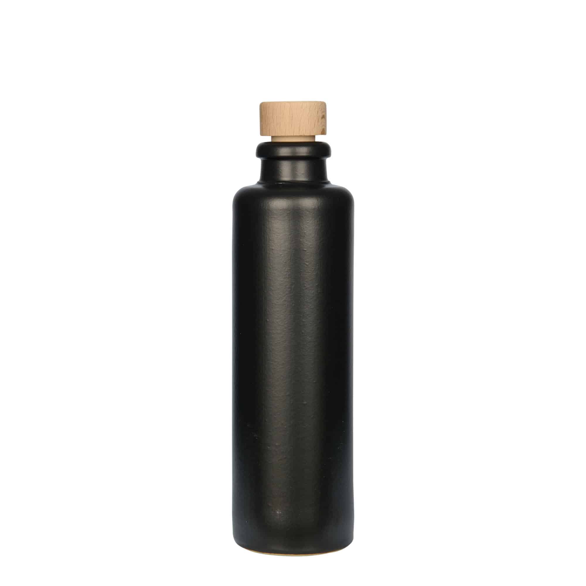 200 ml ulcior de lut, ceramică, negru, gură: plută