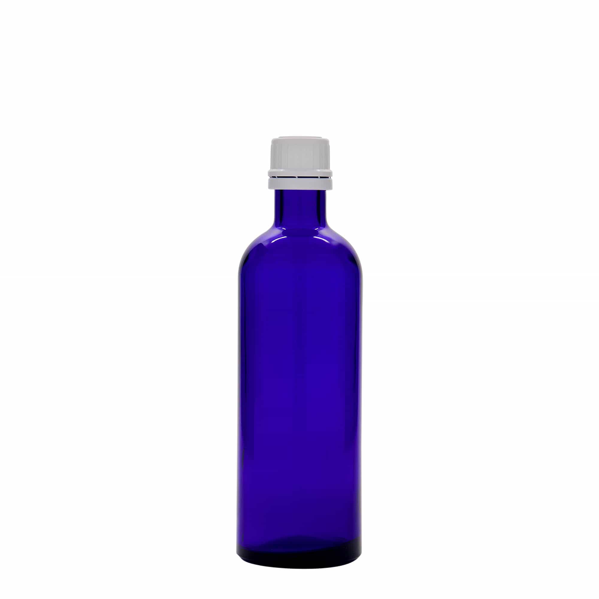 200 ml sticlă medicală, sticlă, albastru regal, gura: DIN 22